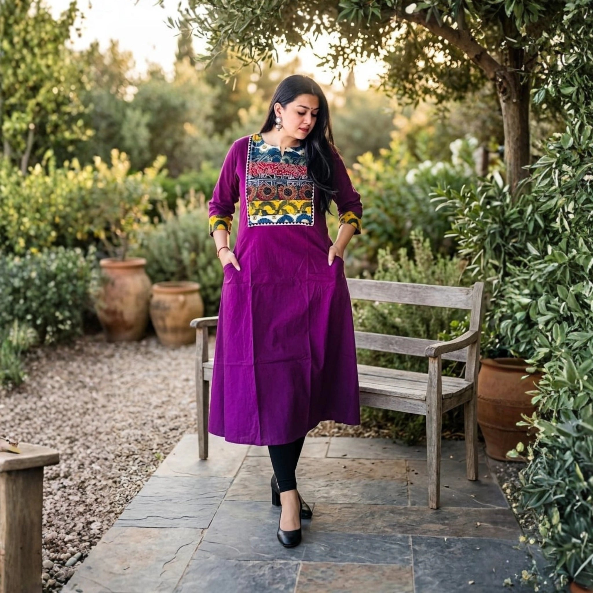 Heritage Ajrakh Patchwork Pocket Kurti