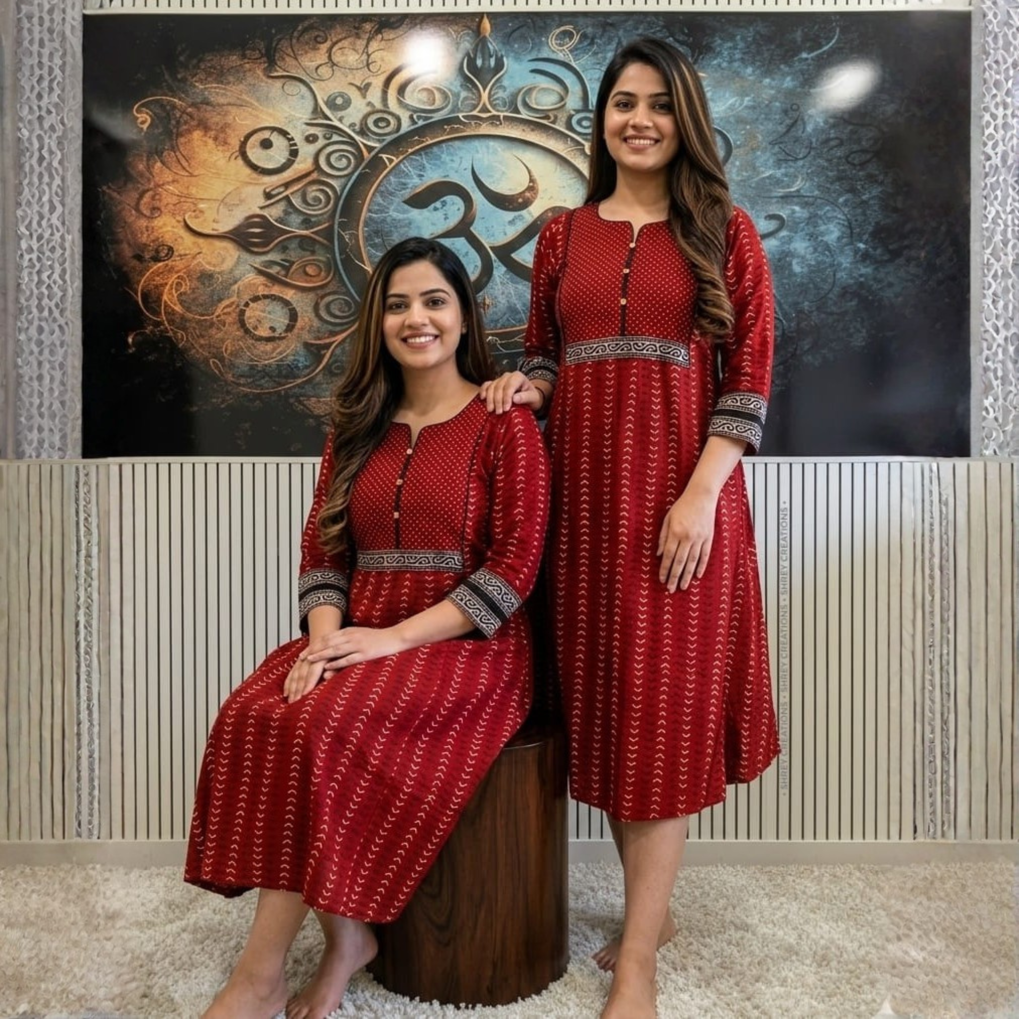 Ajrakh Handblock Print A-Line Cotton One Piece Dress