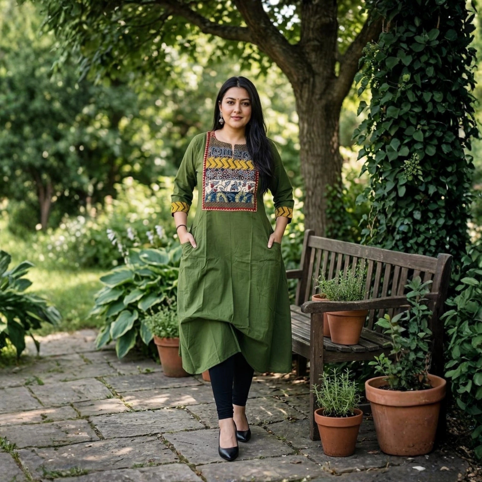 Heritage Ajrakh Patchwork Pocket Kurti