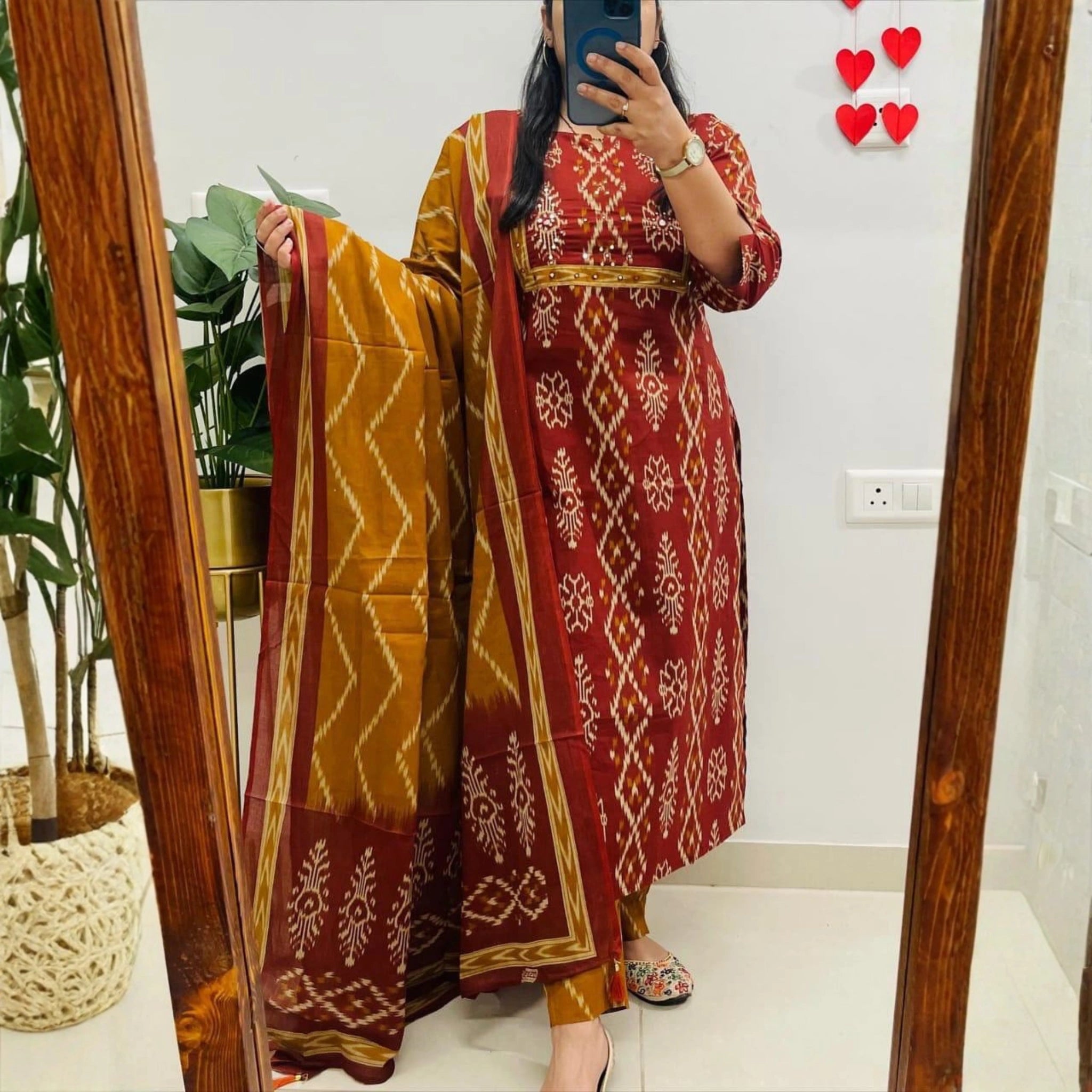 Elegant Cotton Ikat Kurta Set