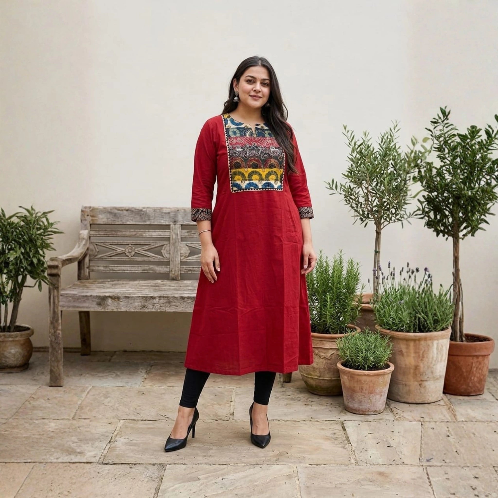 Heritage Ajrakh Patchwork Pocket Kurti