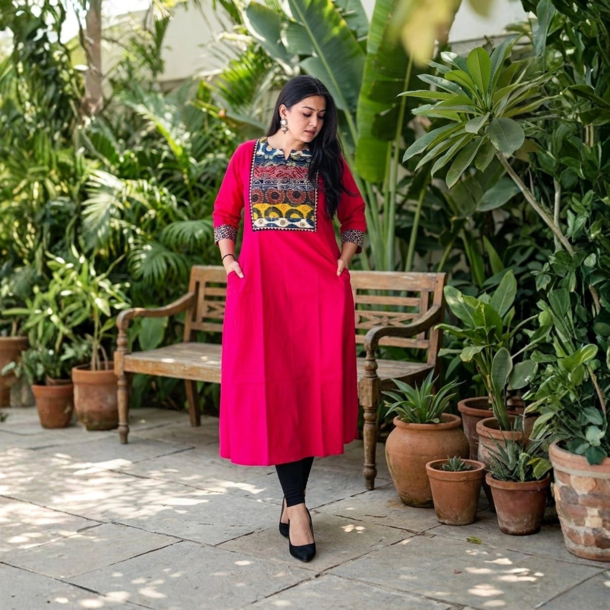 Heritage Ajrakh Patchwork Pocket Kurti
