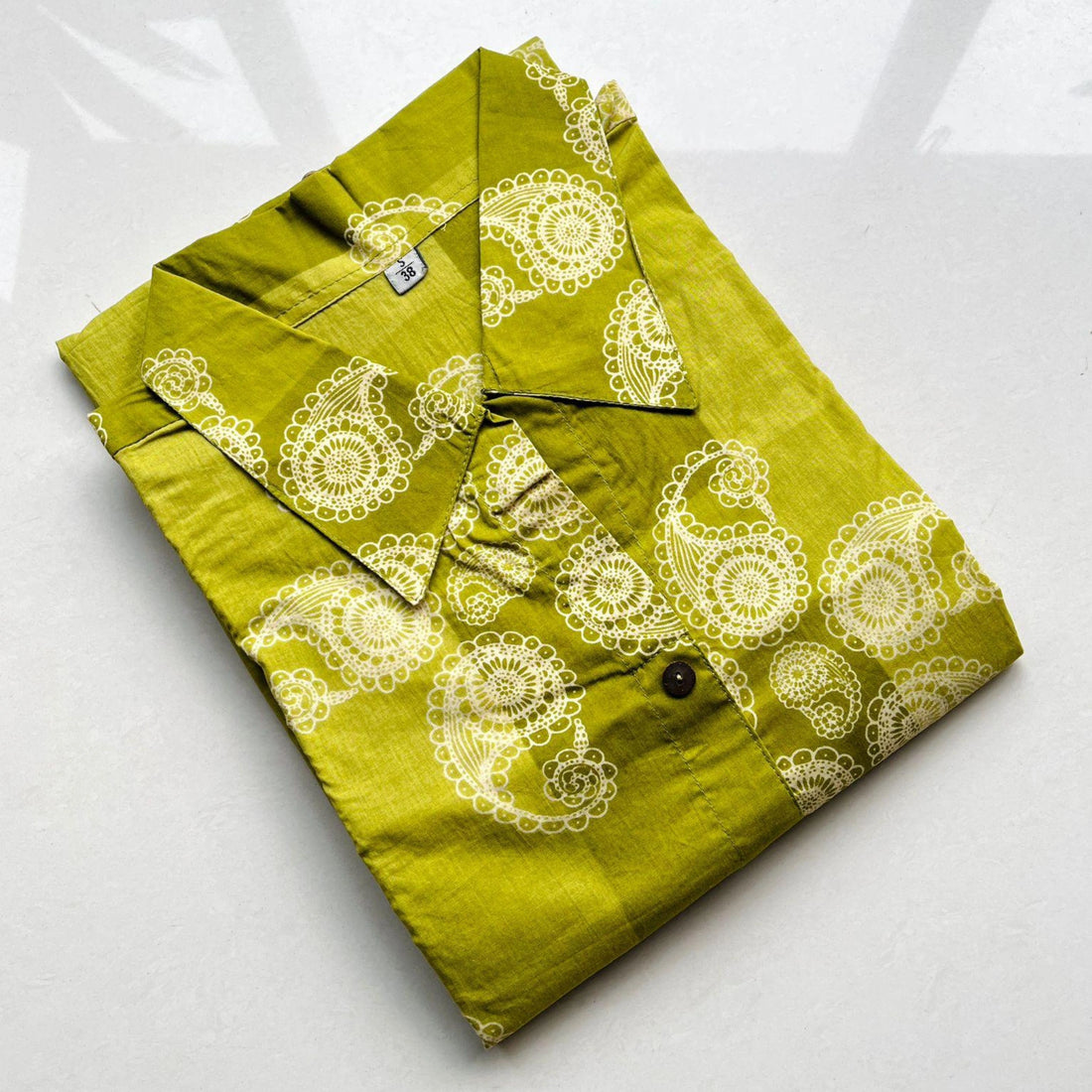 Parrot Green A-Line Cotton Frock with Pocket