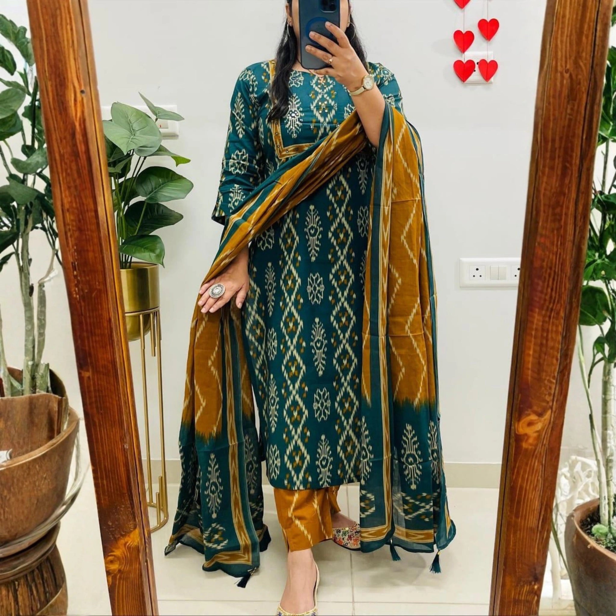 Elegant Cotton Ikat Kurta Set