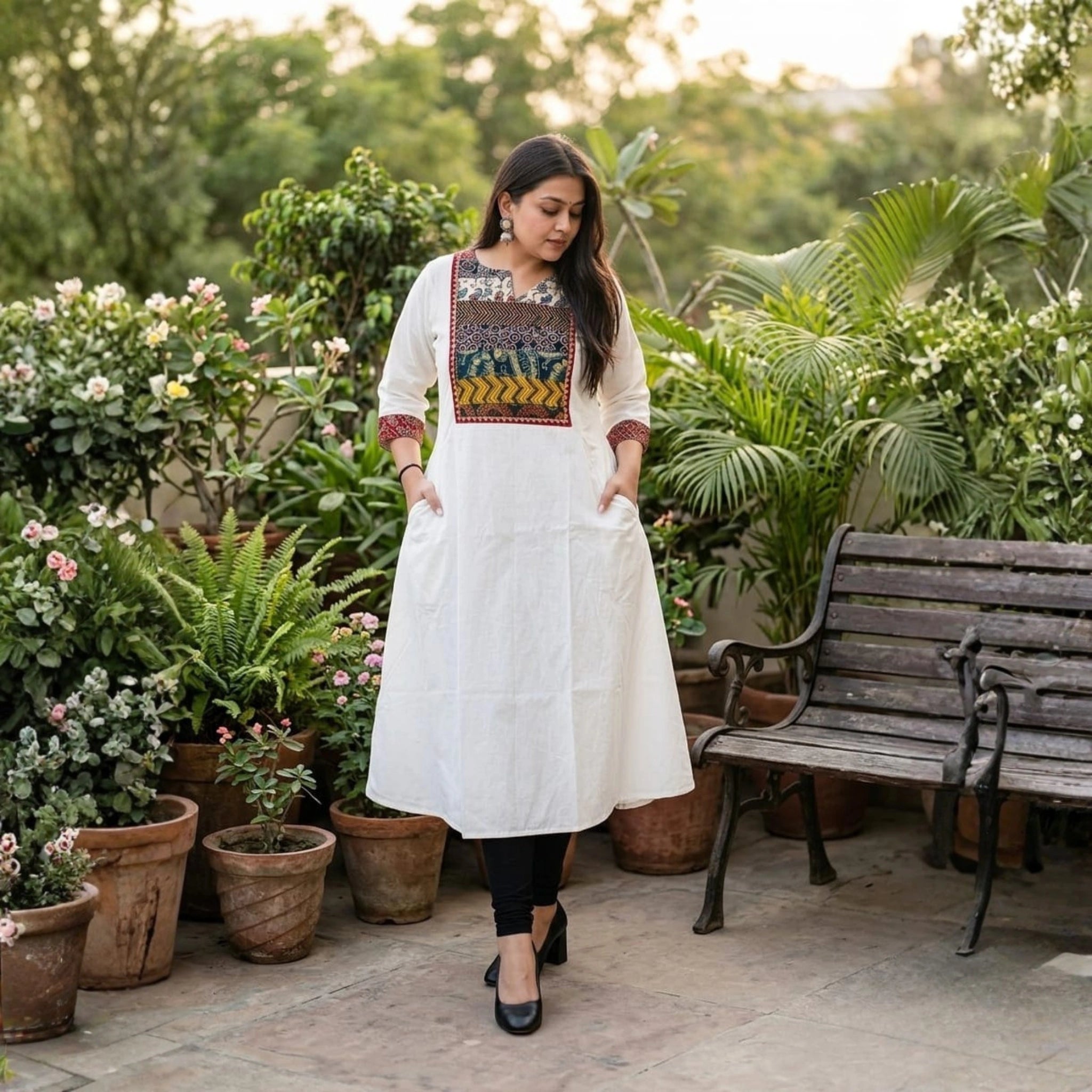 Heritage Ajrakh Patchwork Pocket Kurti