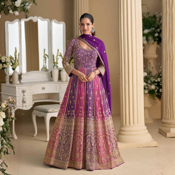 Sayuri Designer Rutba Premium Embroidered Georgette Gown with Dupatta