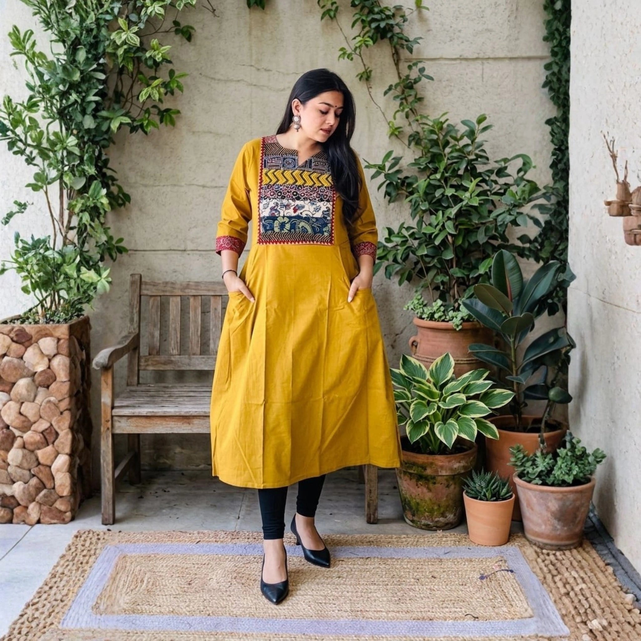 Heritage Ajrakh Patchwork Pocket Kurti