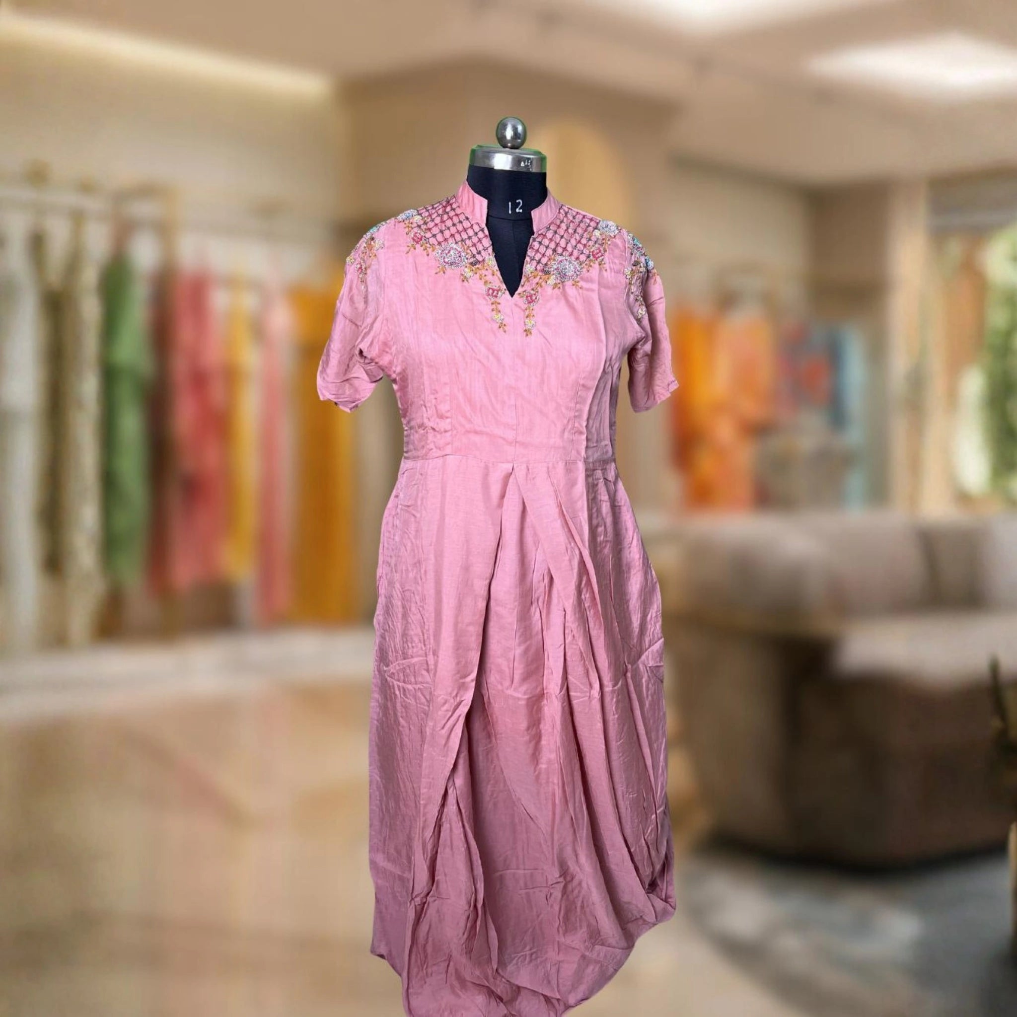 Elegant Indo-Western Cowl Pattern Gown
