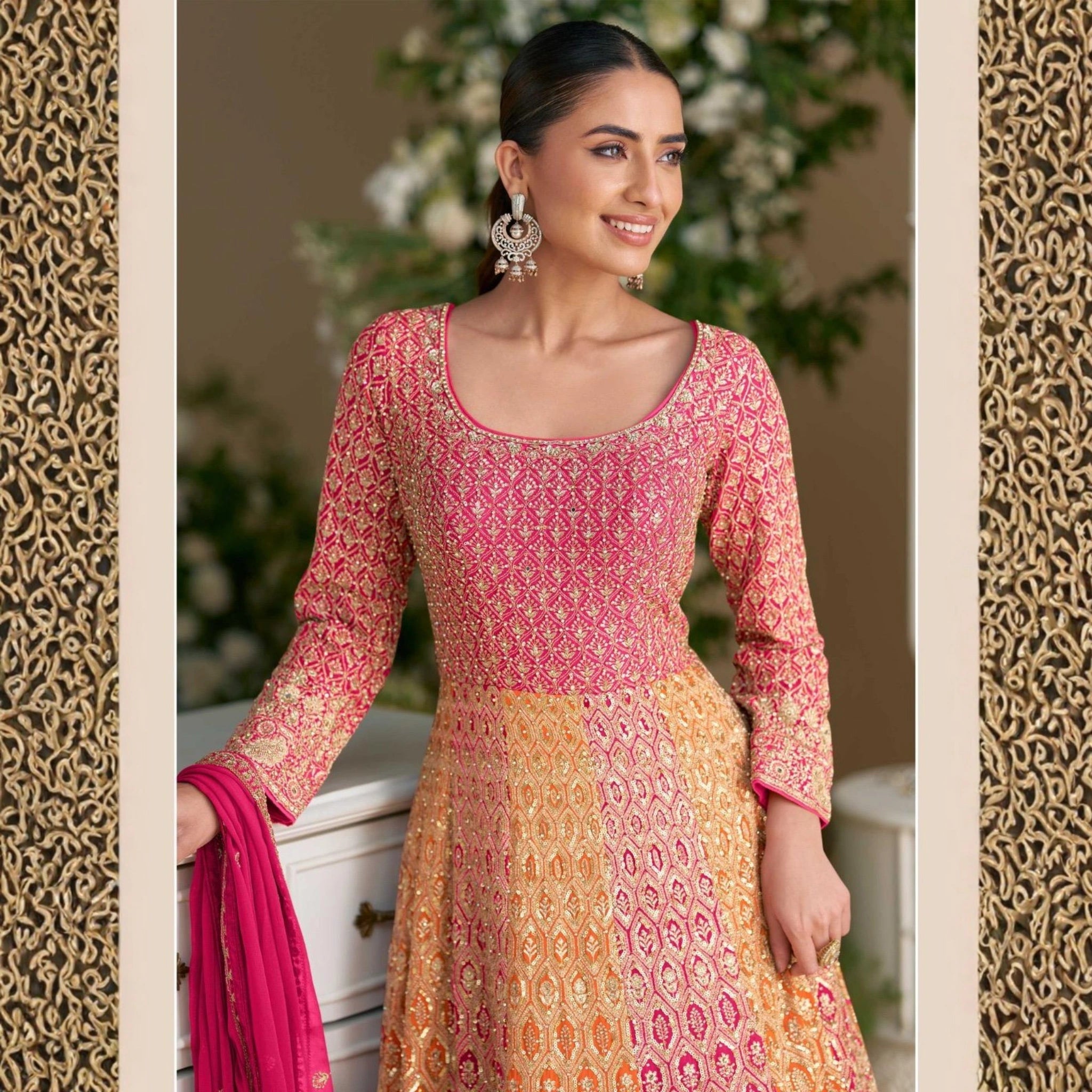 Sayuri Designer Rutba Premium Embroidered Georgette Gown with Dupatta