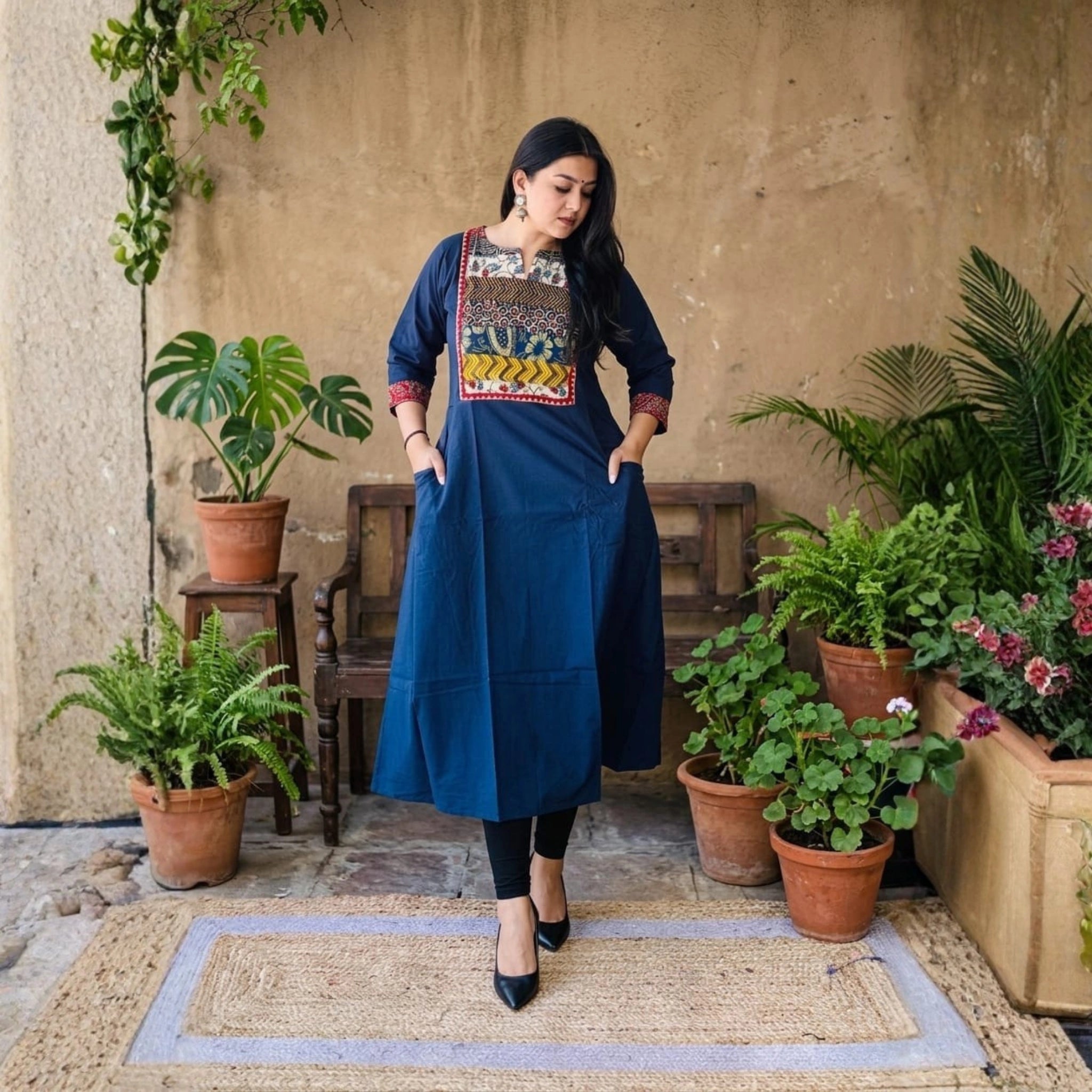 Heritage Ajrakh Patchwork Pocket Kurti