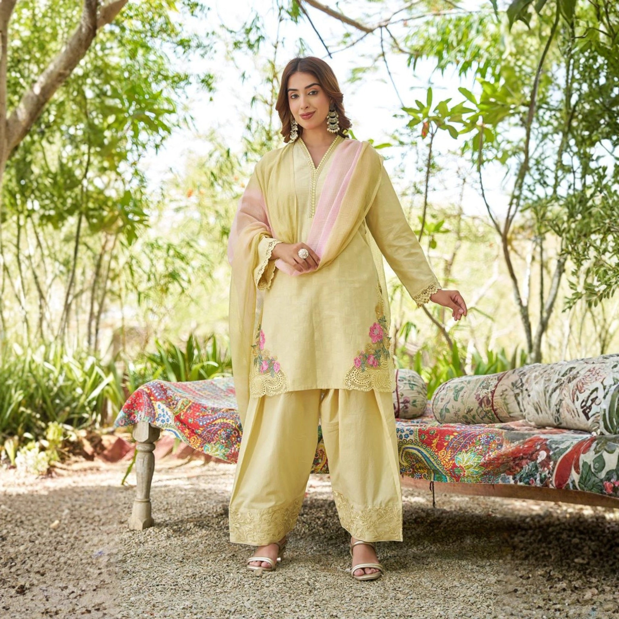 Elegant Cotton Kurta Pant Set with Dupatta