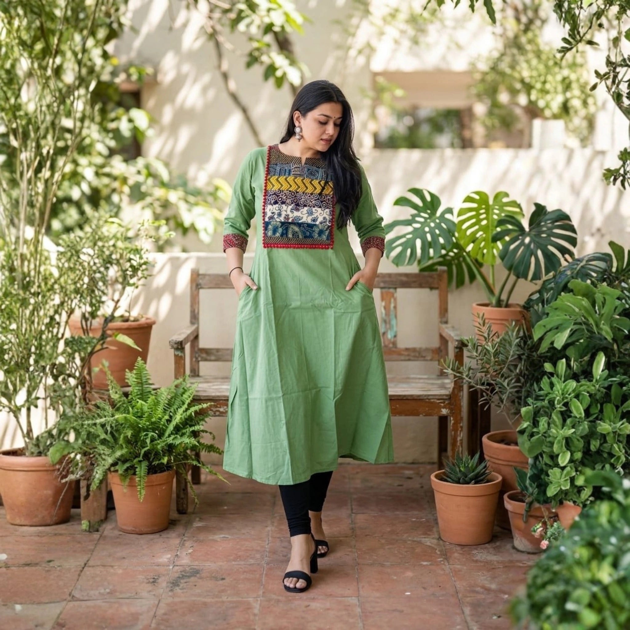 Heritage Ajrakh Patchwork Pocket Kurti