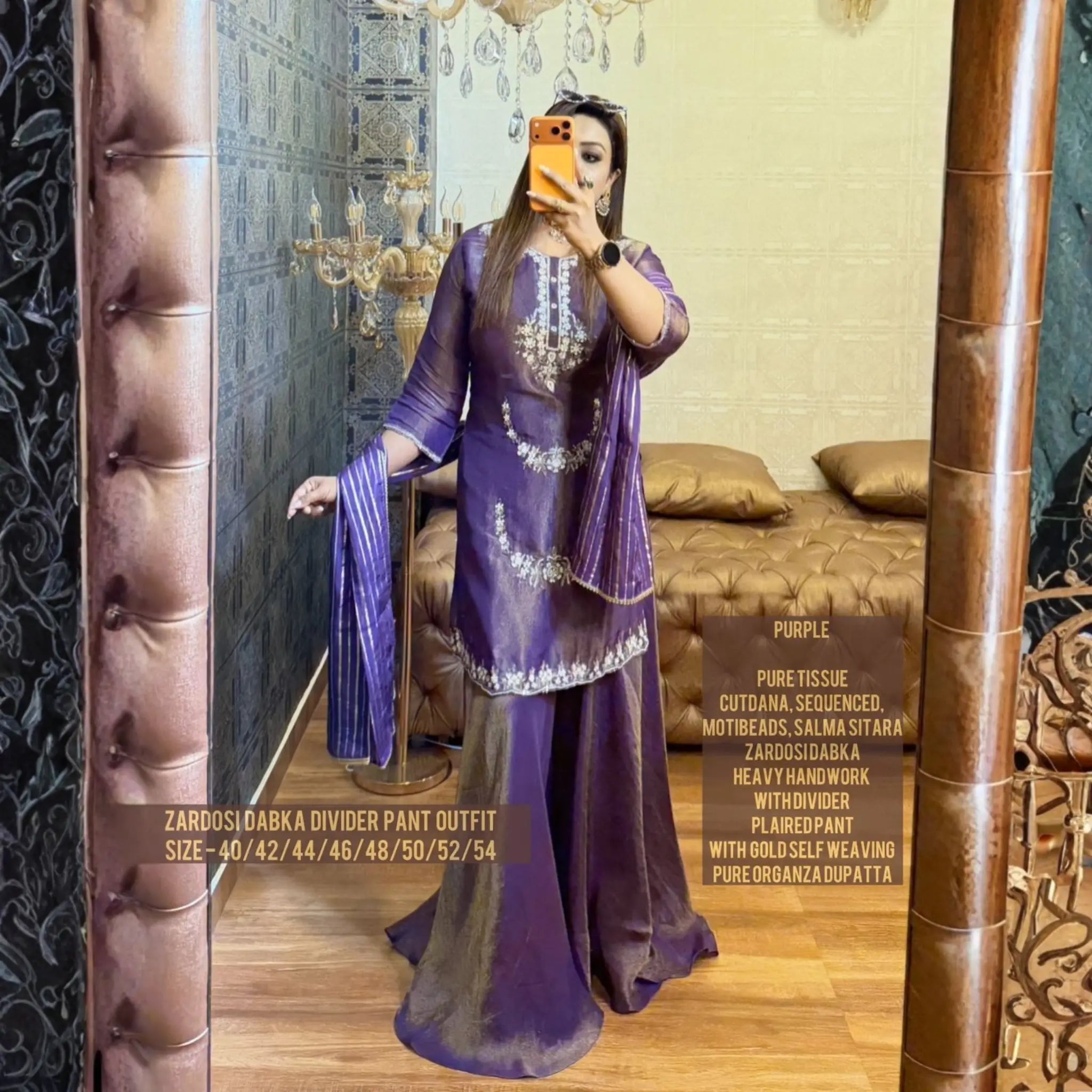 KK Designer Zardosi Dabka Divider Pant Outfit