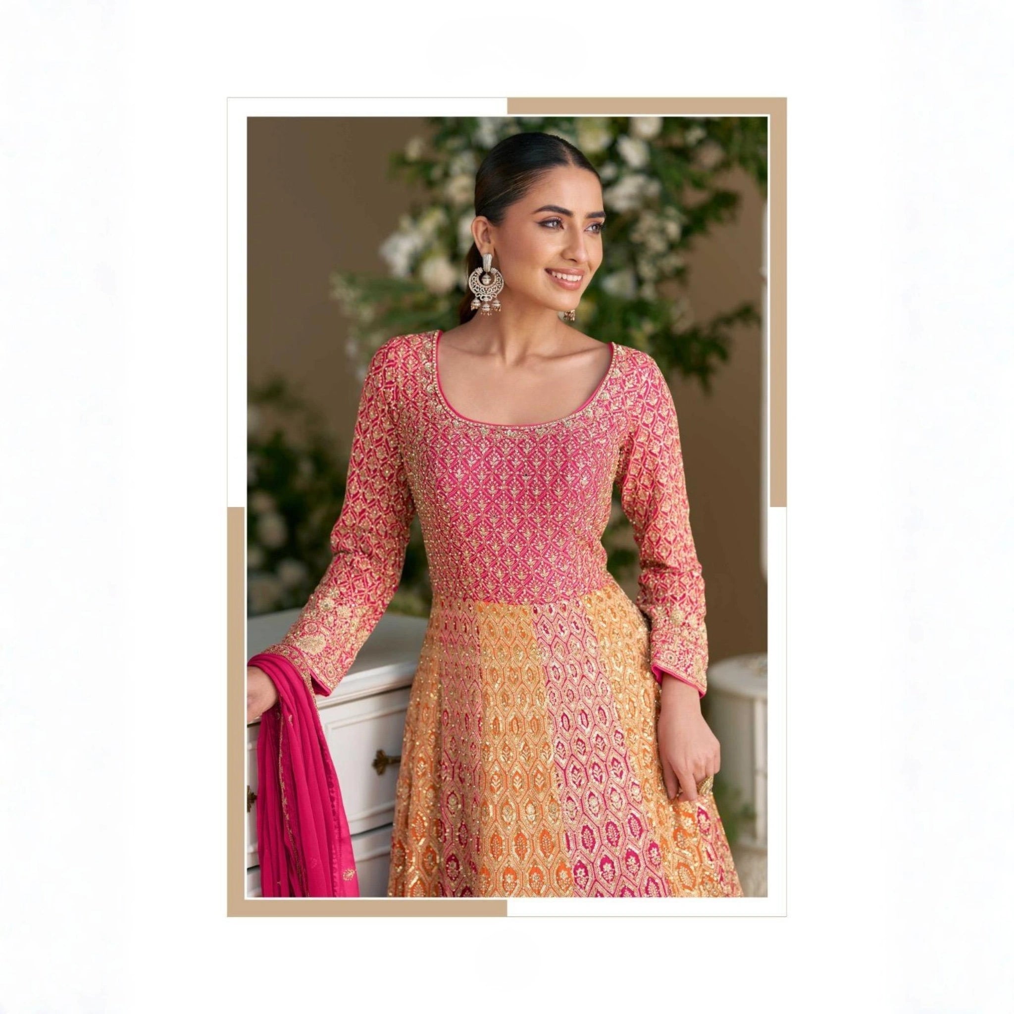 Sayuri Designer Rutba Premium Embroidered Georgette Gown with Dupatta