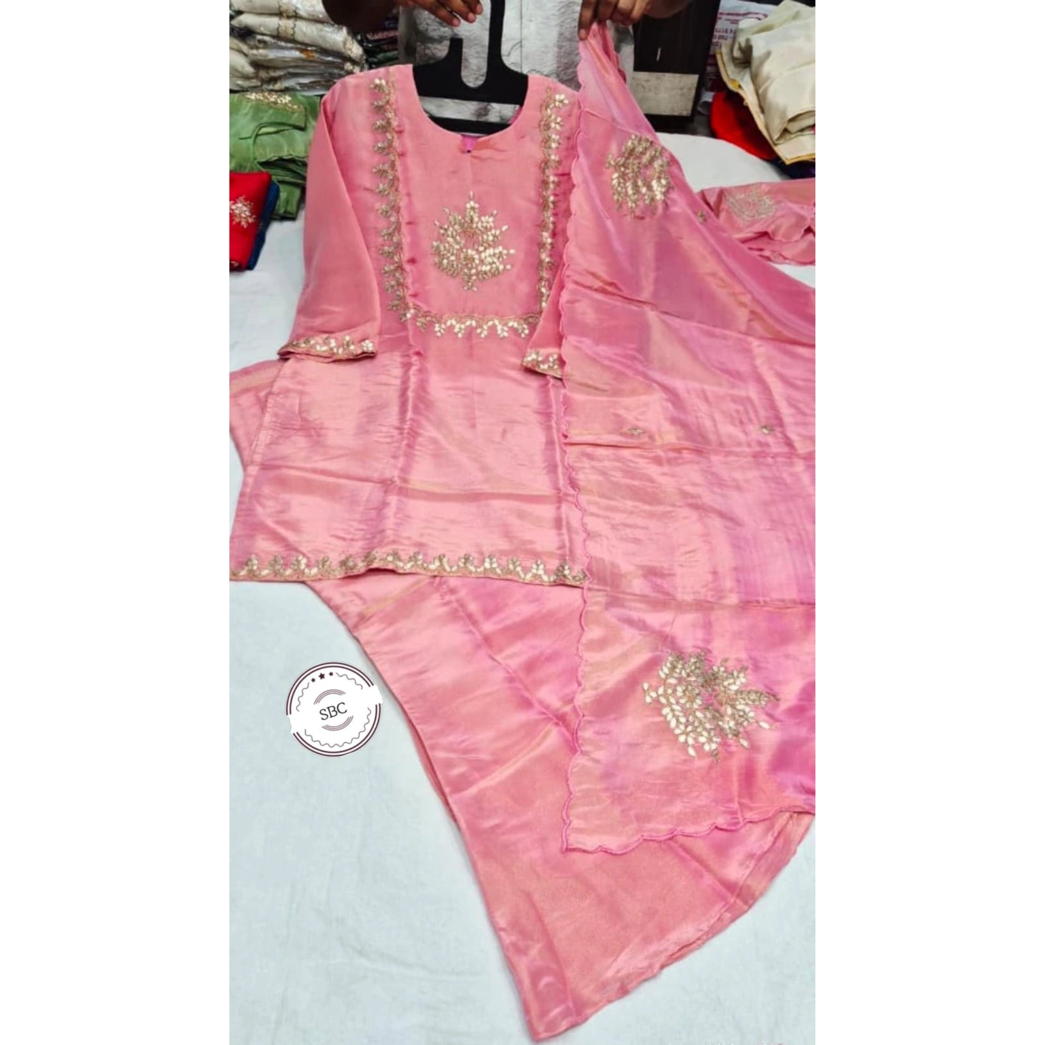 Pure Tissue Heavy Hand Gota Work Palazzo Set