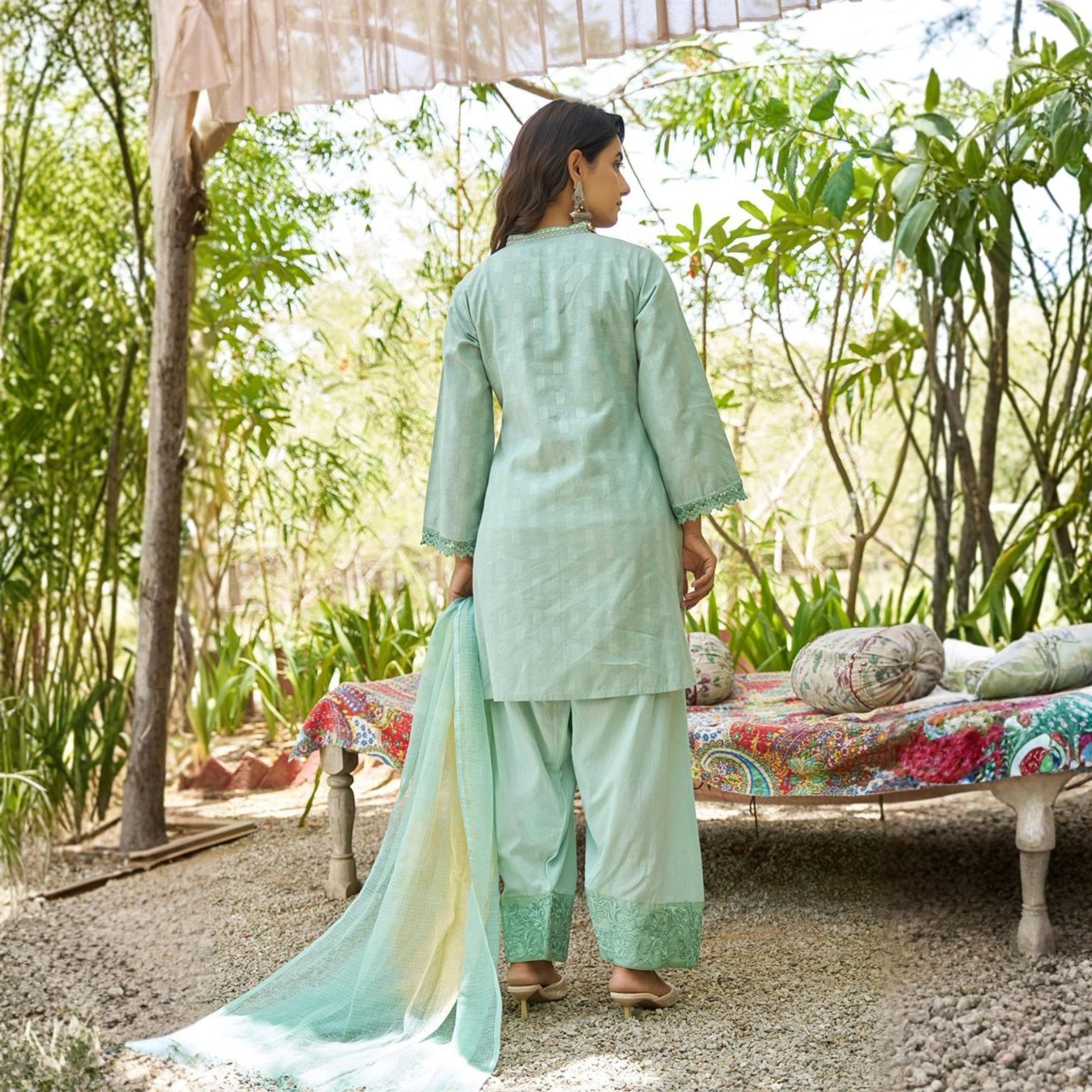 Elegant Cotton Kurta Pant Set with Dupatta