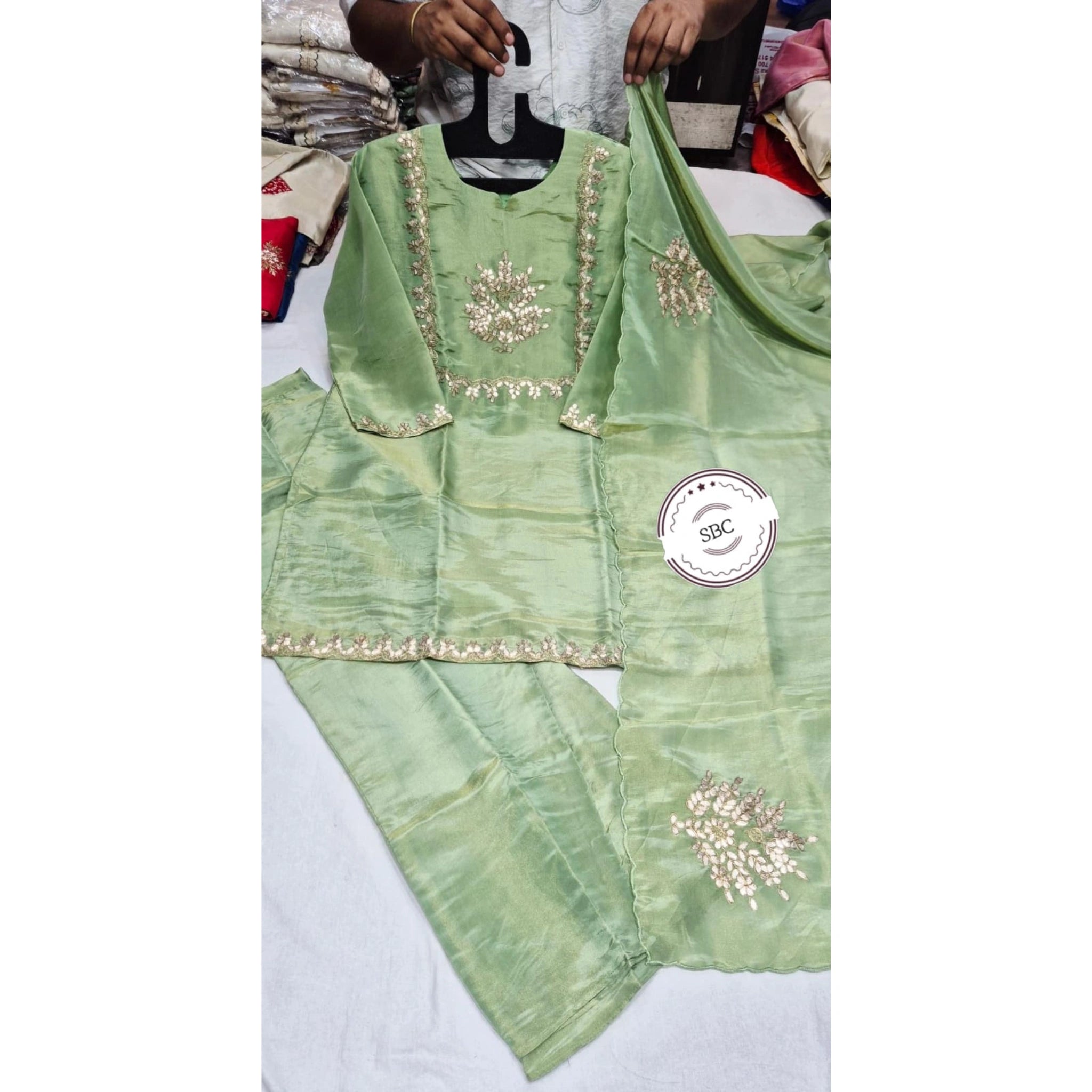 Pure Tissue Heavy Hand Gota Work Palazzo Set
