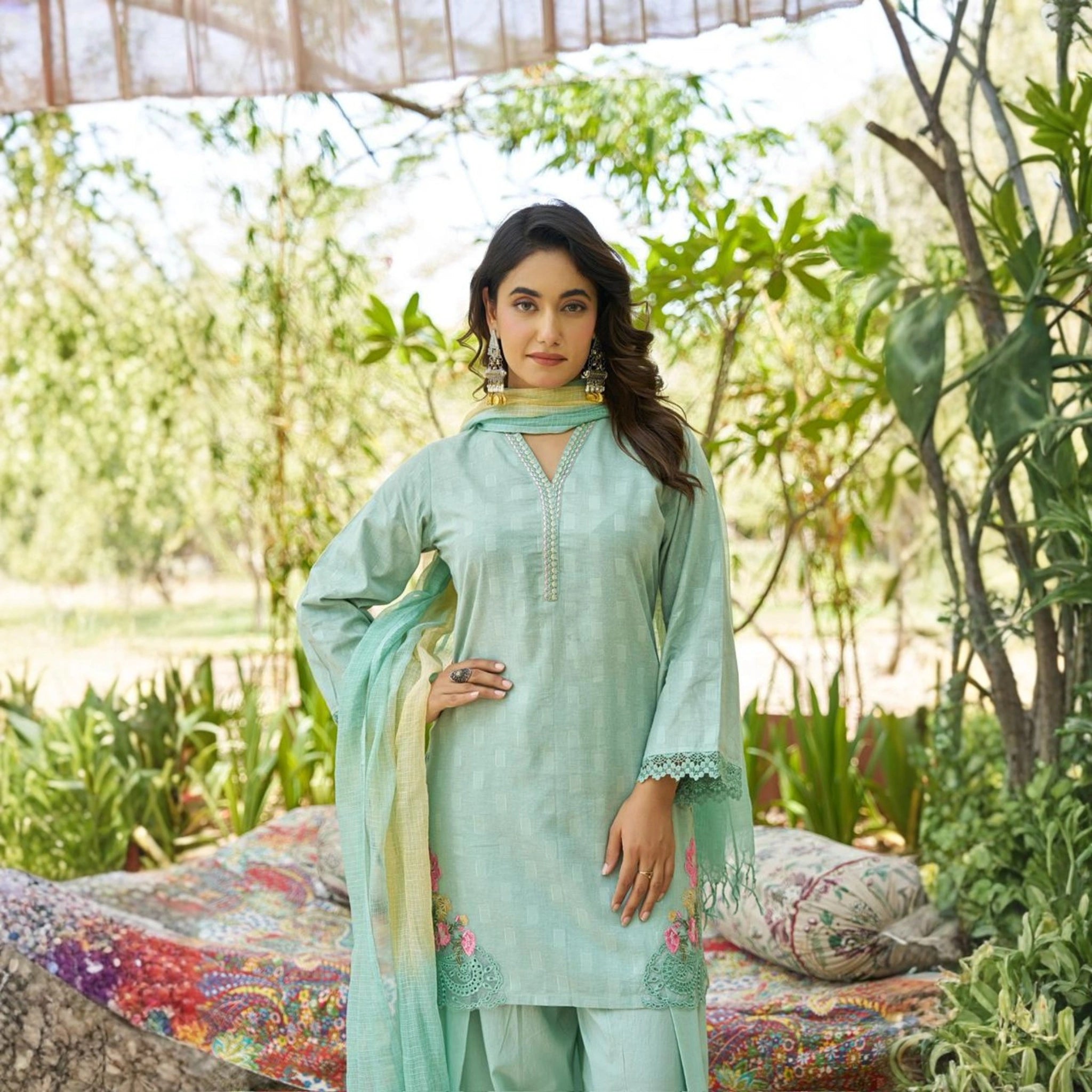 Elegant Cotton Kurta Pant Set with Dupatta
