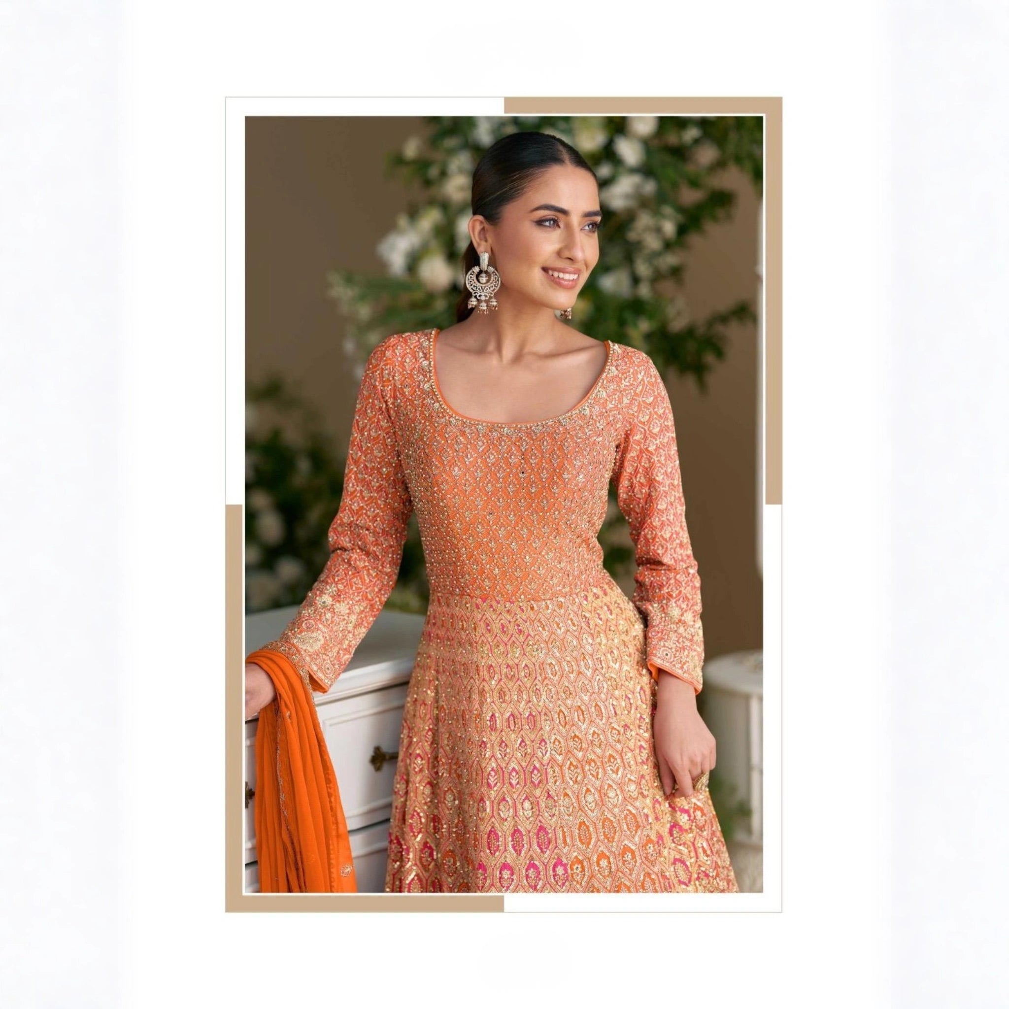 Sayuri Designer Rutba Premium Embroidered Georgette Gown with Dupatta