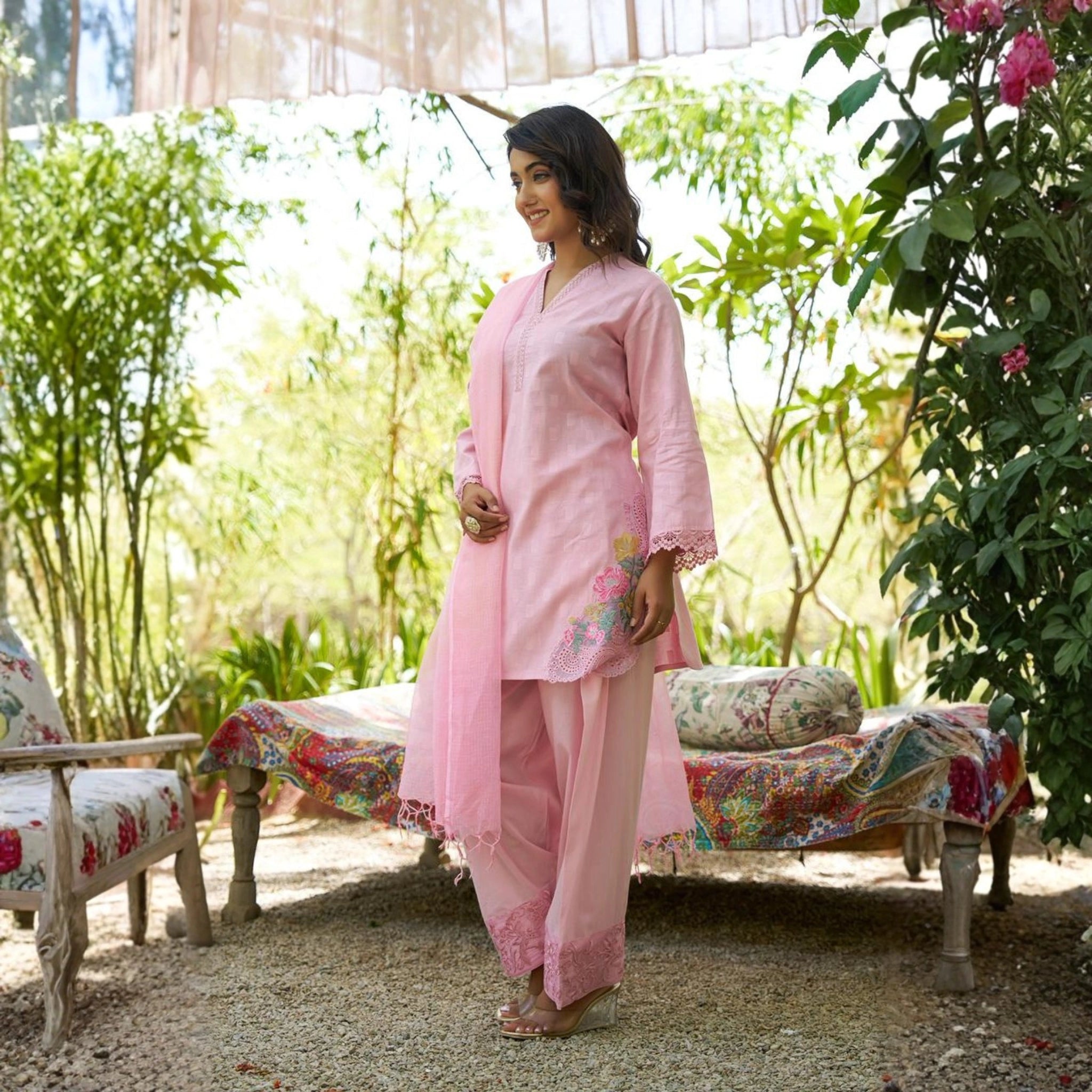 Elegant Cotton Kurta Pant Set with Dupatta