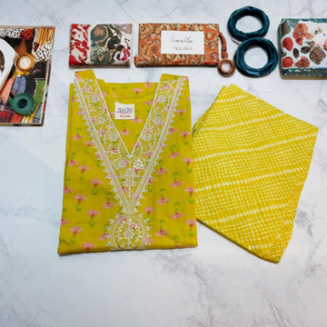 Yellow Embroidered Ethnic Dress Set