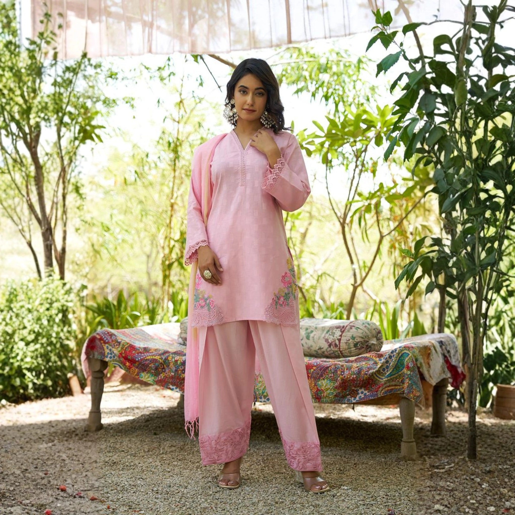 Elegant Cotton Kurta Pant Set with Dupatta