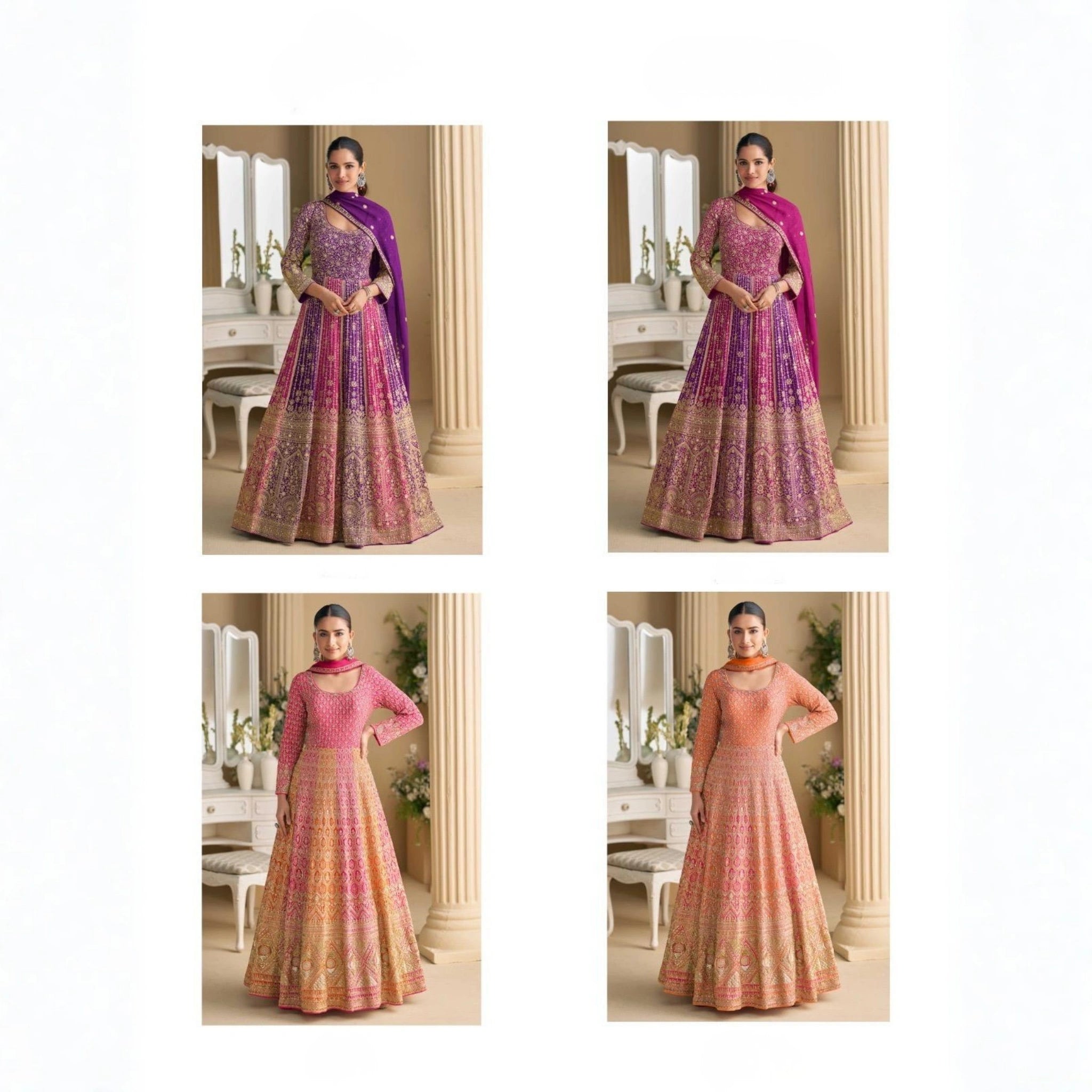 Sayuri Designer Rutba Premium Embroidered Georgette Gown with Dupatta