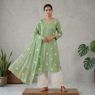 Floral Grace Kurti Pant & Dupatta Set
