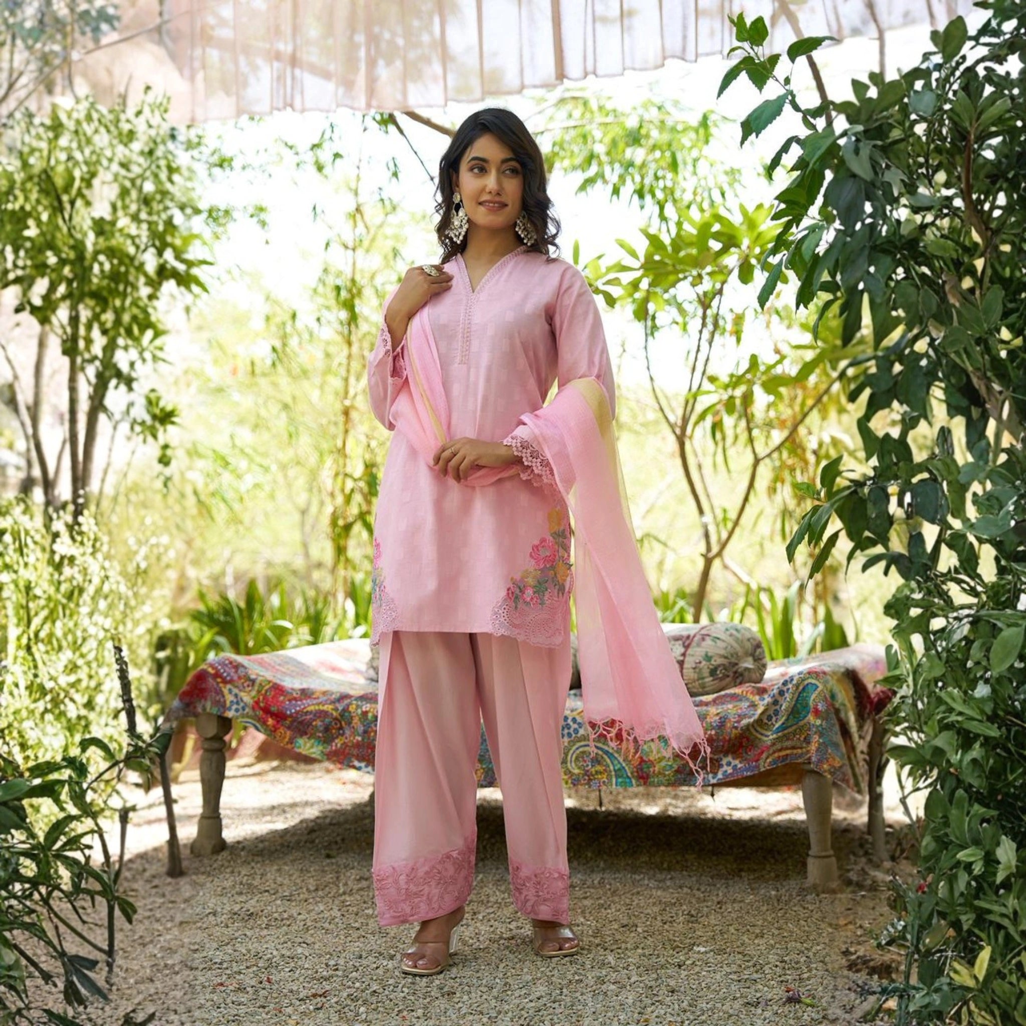 Elegant Cotton Kurta Pant Set with Dupatta