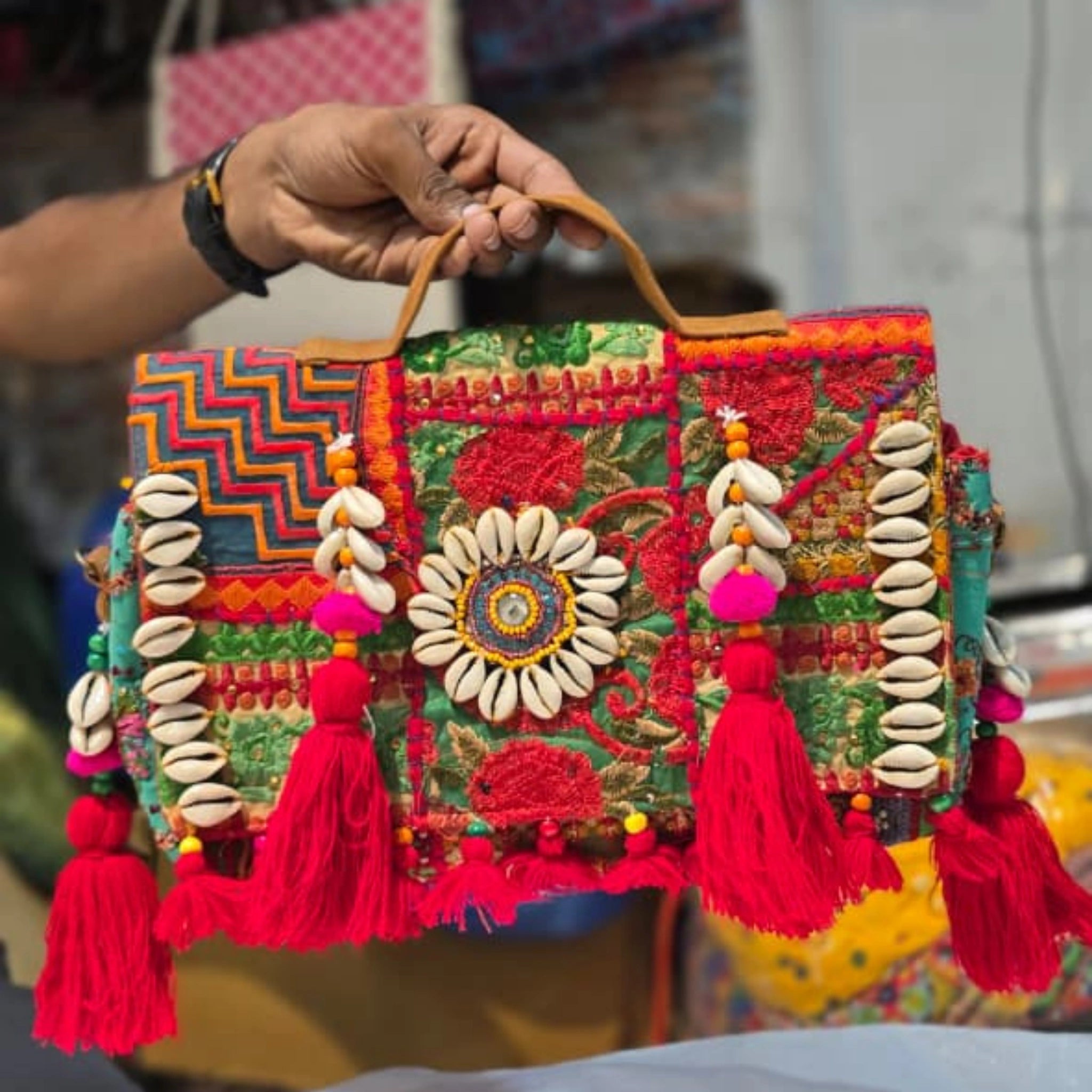 Designer Banjara Sling Bag with Tassels & Mirror Work