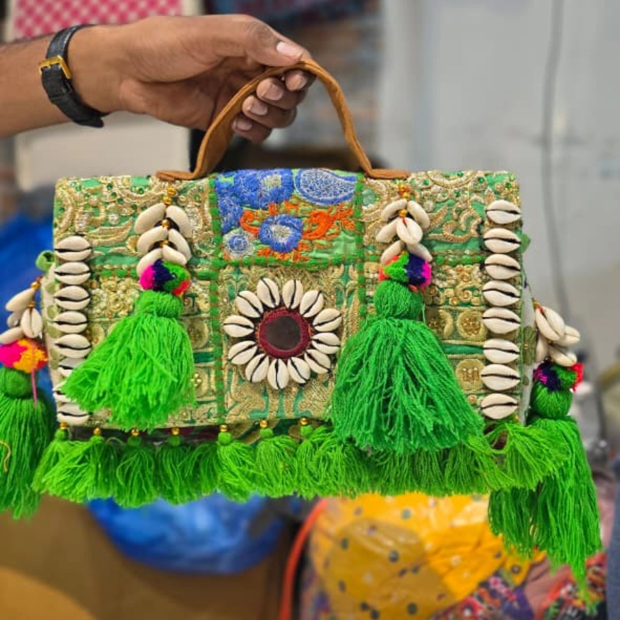 Designer Banjara Sling Bag with Tassels & Mirror Work