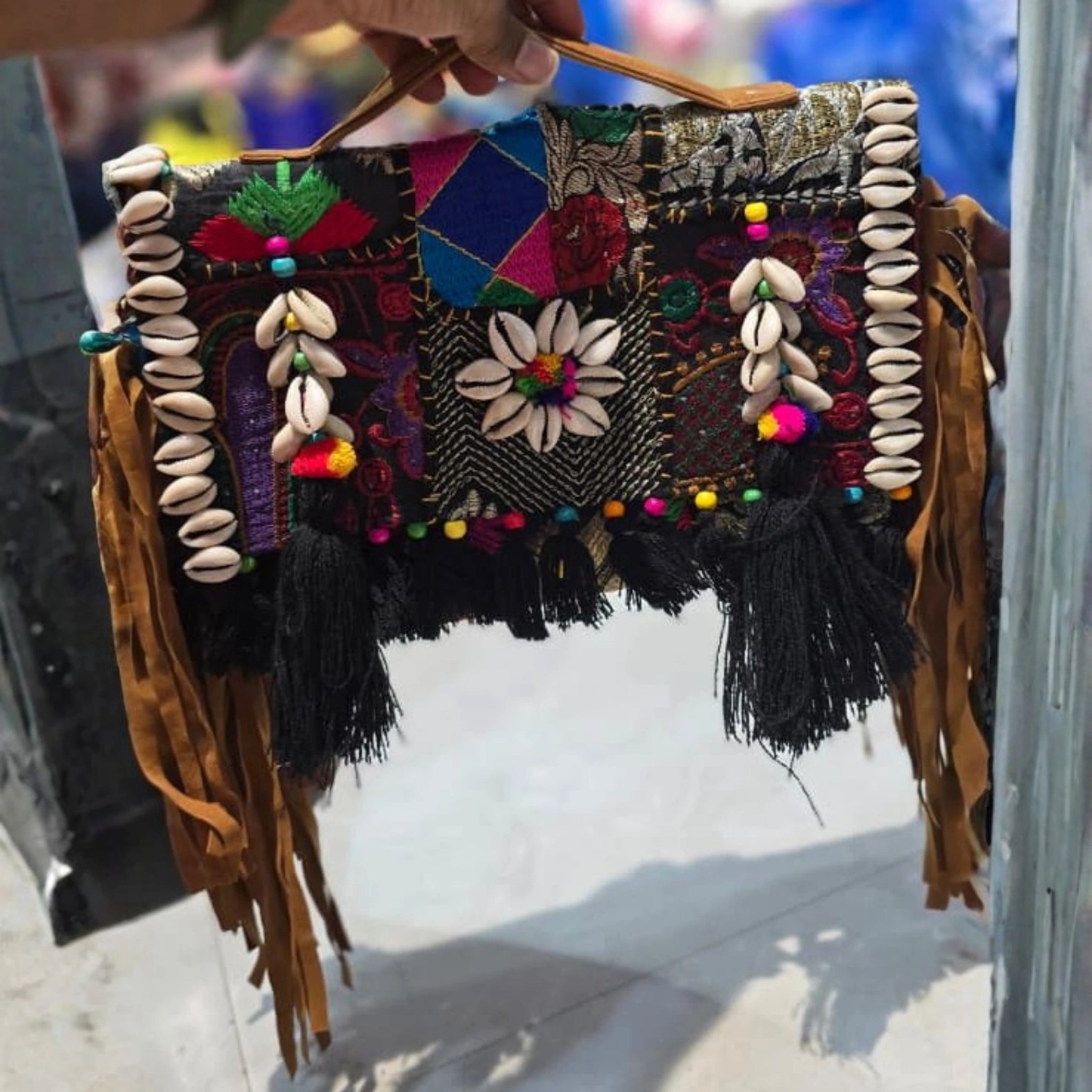 Designer Banjara Sling Bag with Tassels & Mirror Work