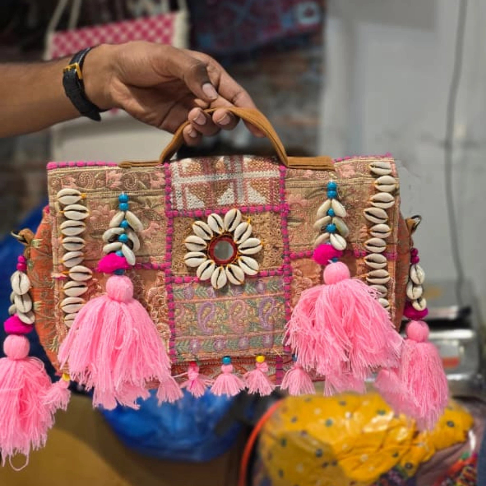 Designer Banjara Sling Bag with Tassels & Mirror Work