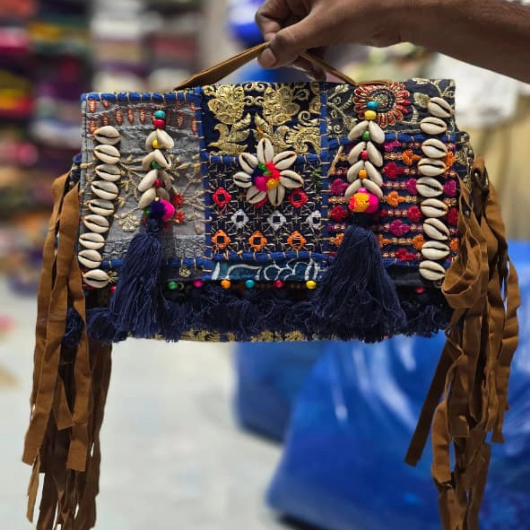 Designer Banjara Sling Bag with Tassels & Mirror Work