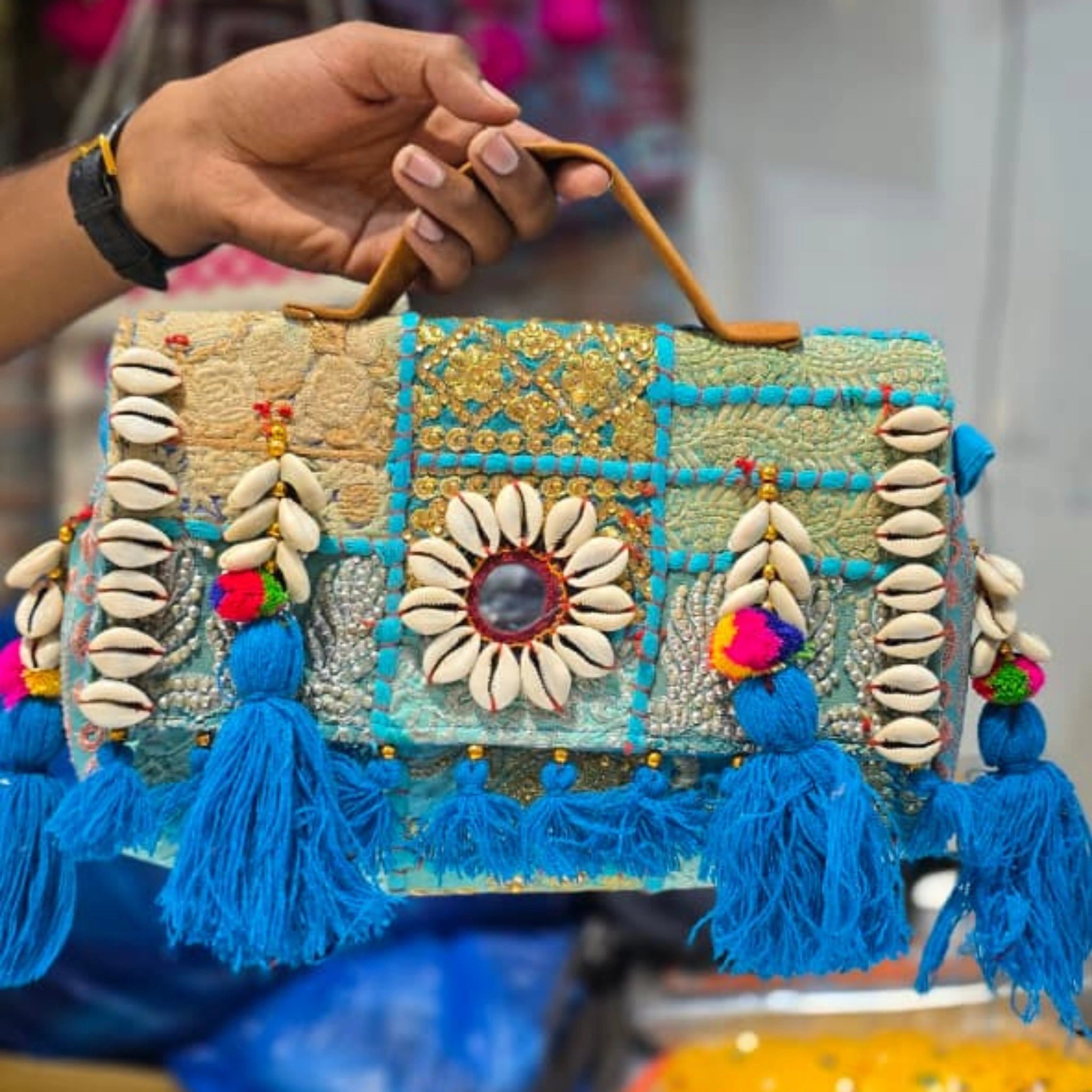 Designer Banjara Sling Bag with Tassels & Mirror Work