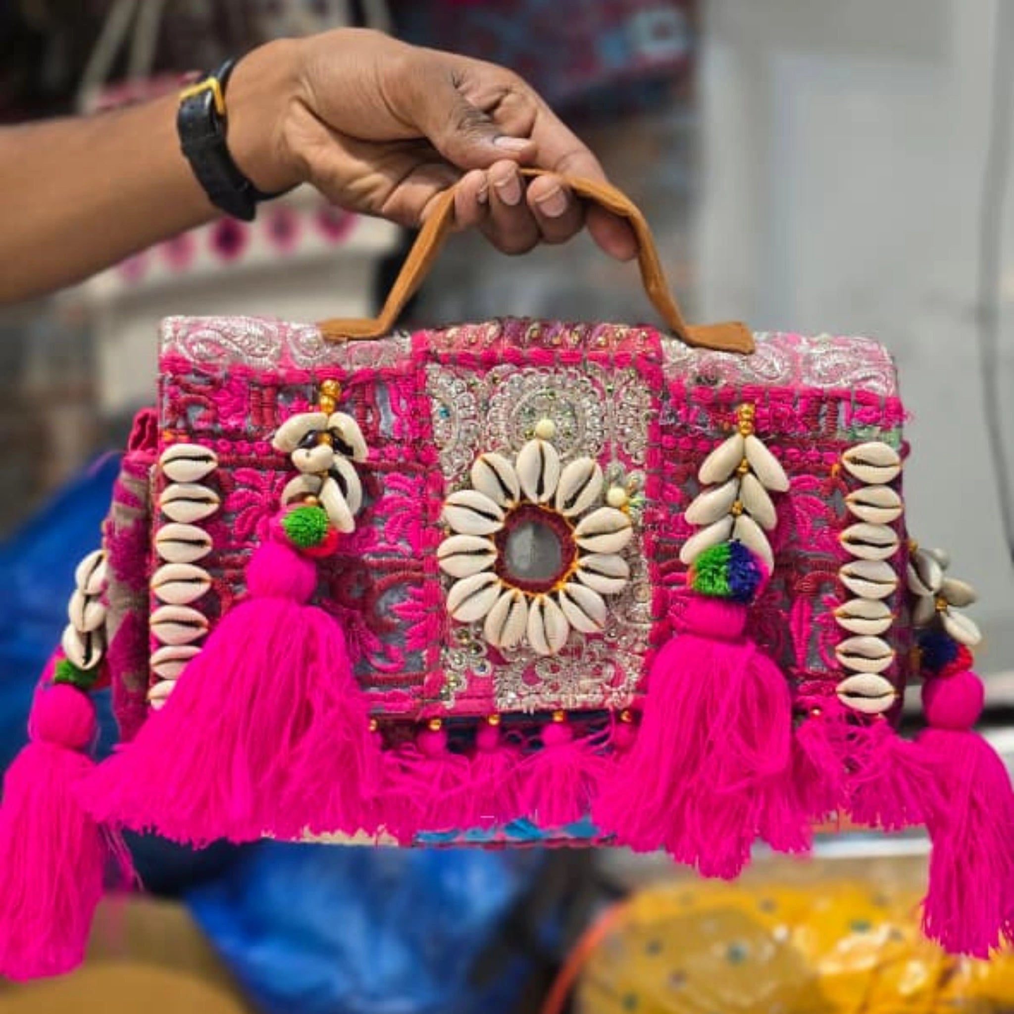 Designer Banjara Sling Bag with Tassels & Mirror Work