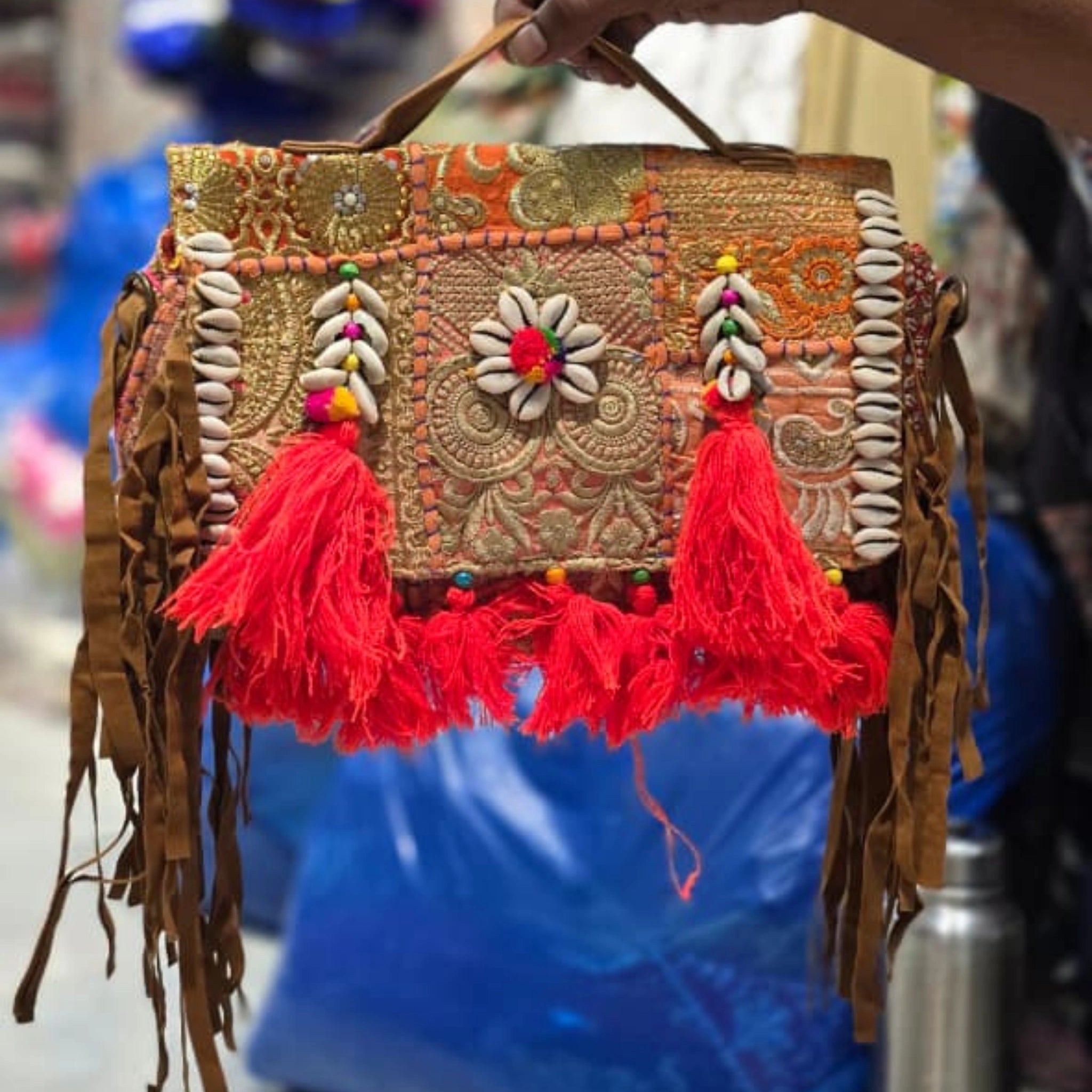 Designer Banjara Sling Bag with Tassels & Mirror Work