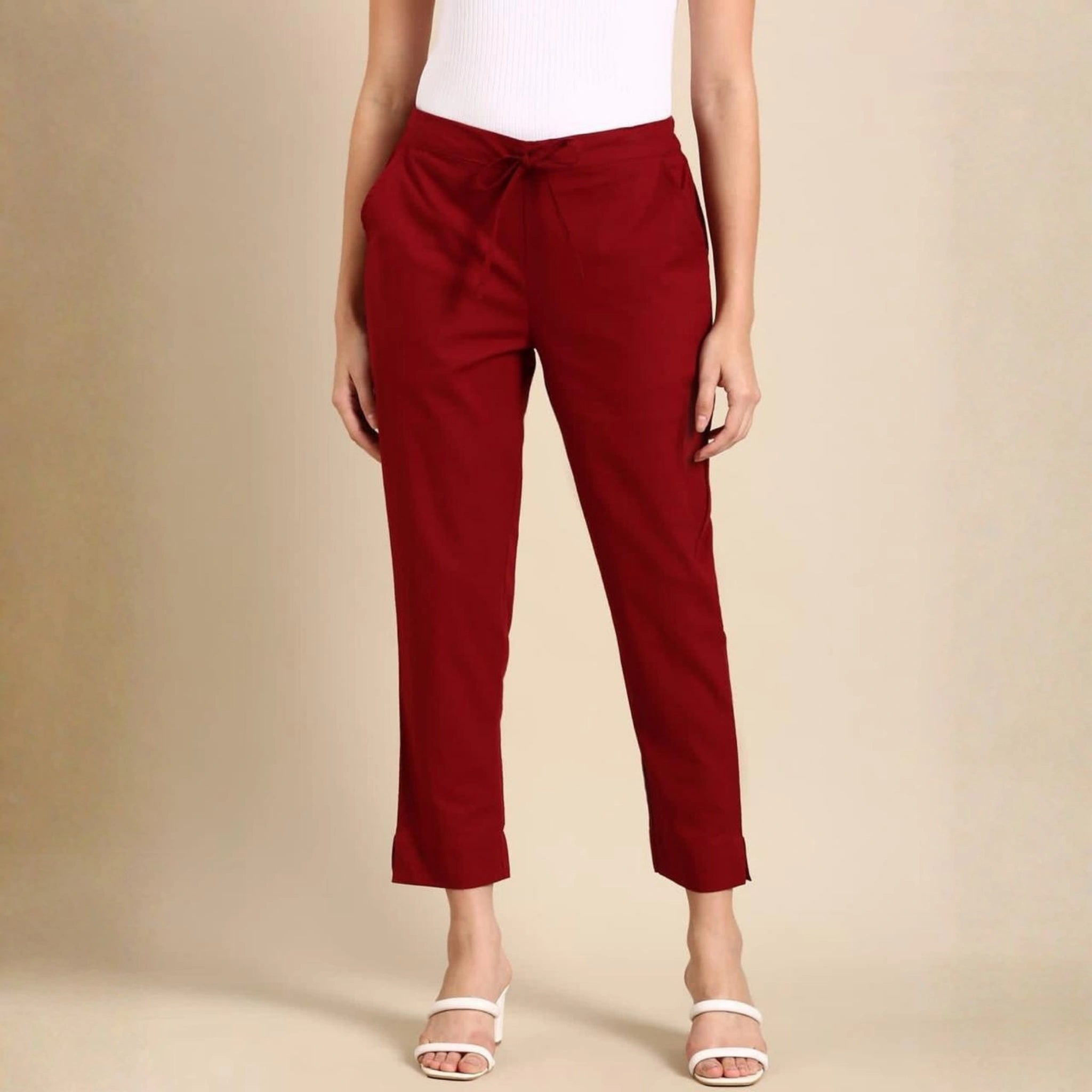 Classic Poplin Cotton Tie-Up Trousers