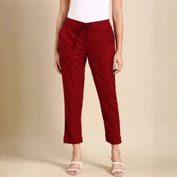 Classic Poplin Cotton Tie-Up Trousers