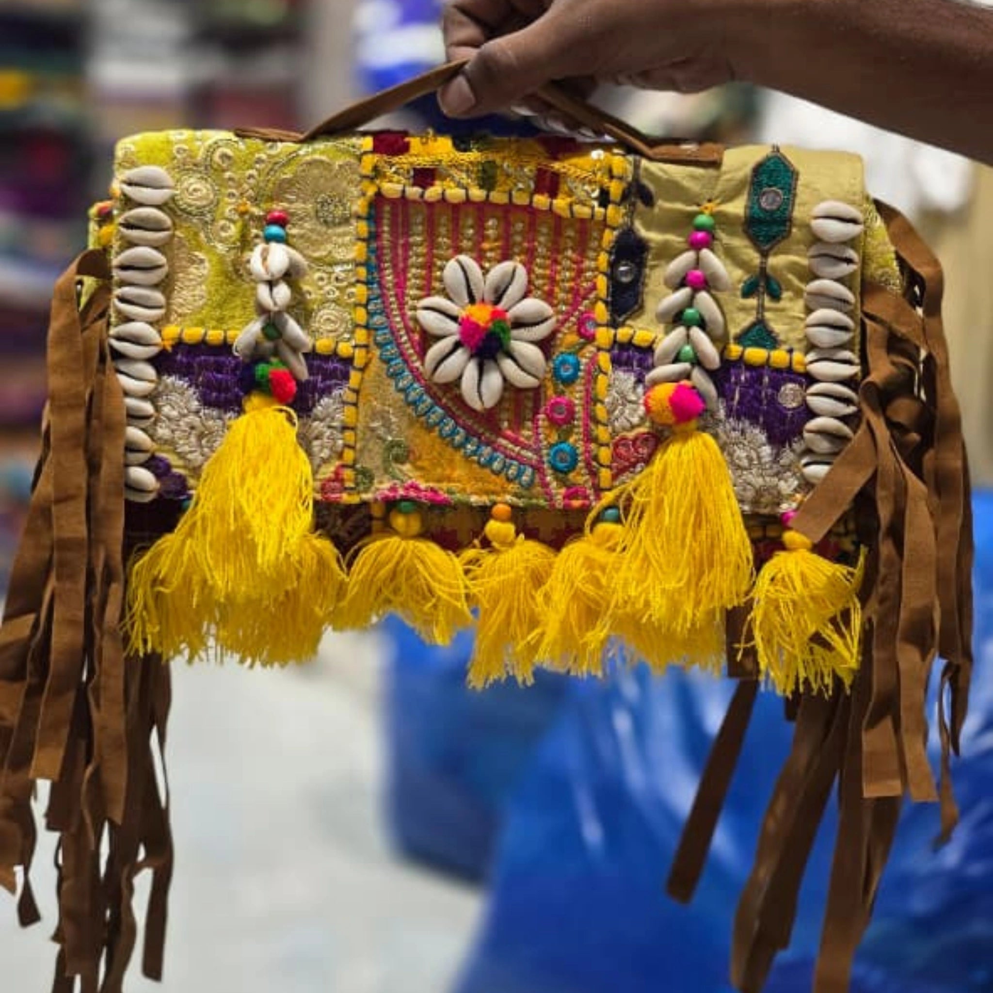 Designer Banjara Sling Bag with Tassels & Mirror Work