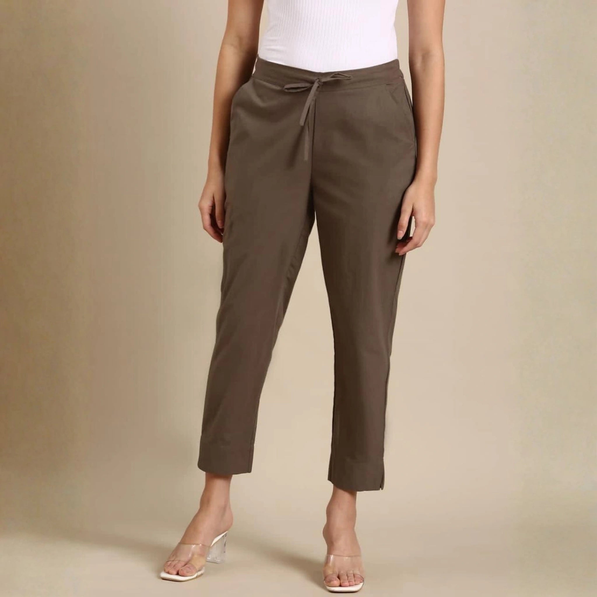Classic Poplin Cotton Tie-Up Trousers