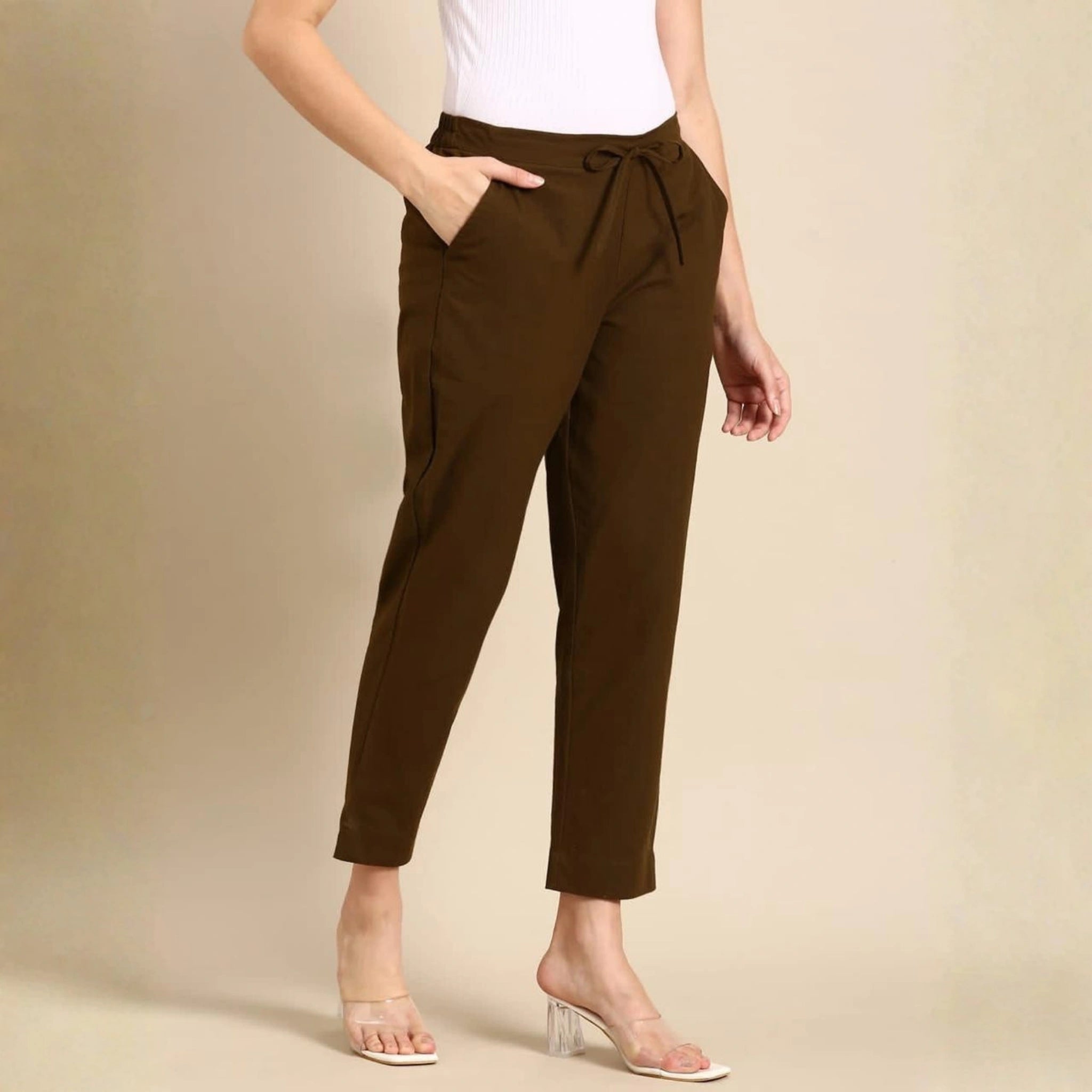 Classic Poplin Cotton Tie-Up Trousers