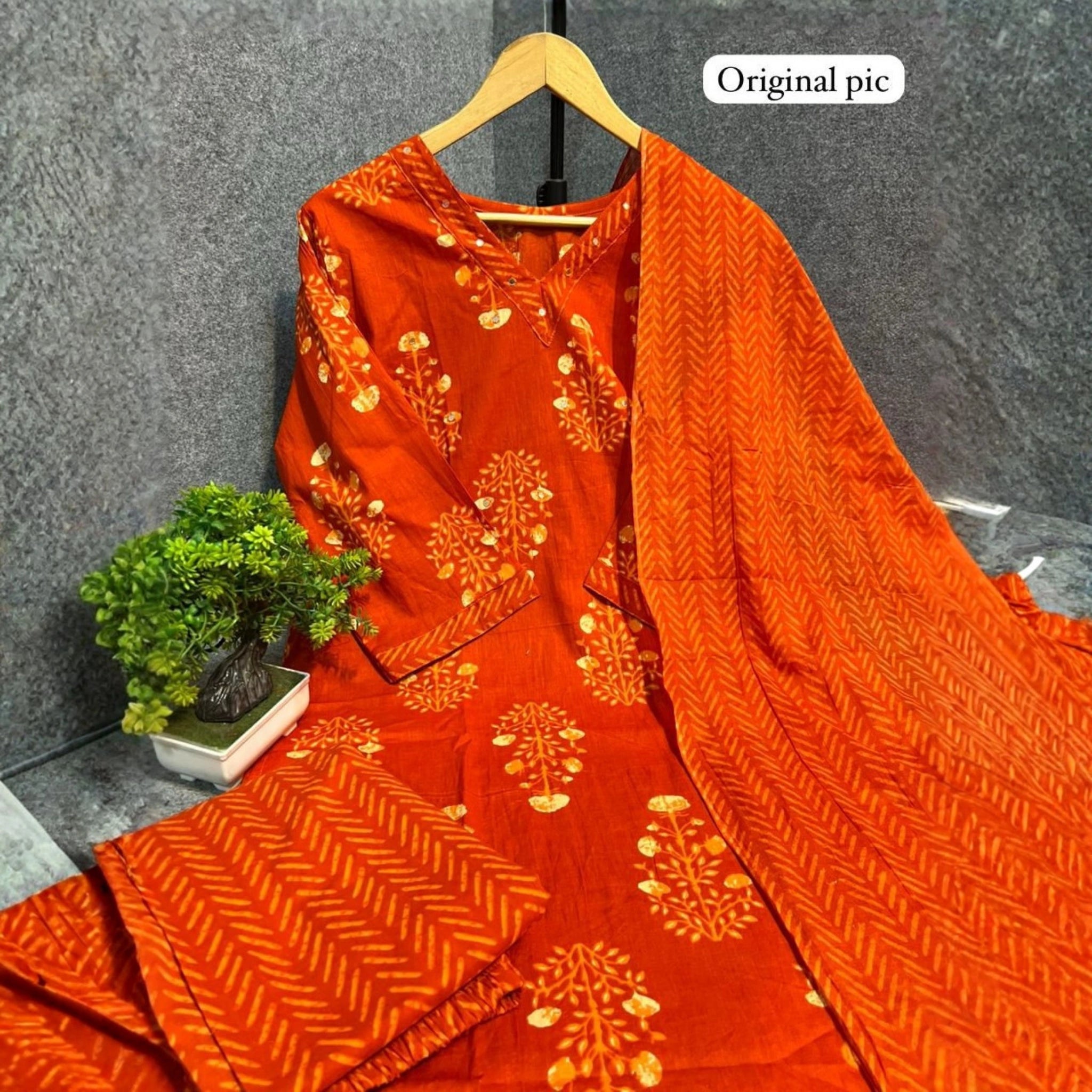 Premium Jaipuri Cotton Kurti Pant Dupatta Set