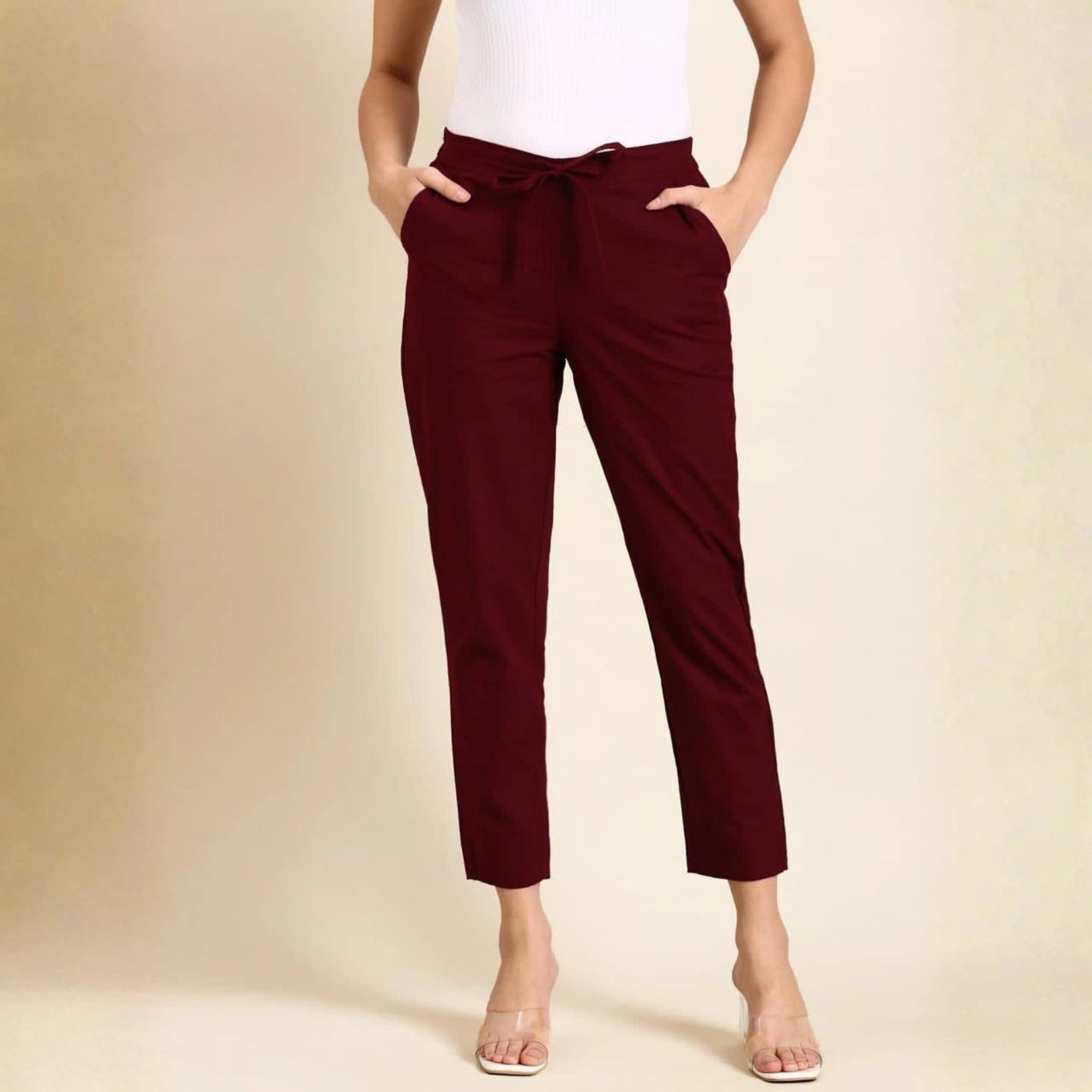 Classic Poplin Cotton Tie-Up Trousers