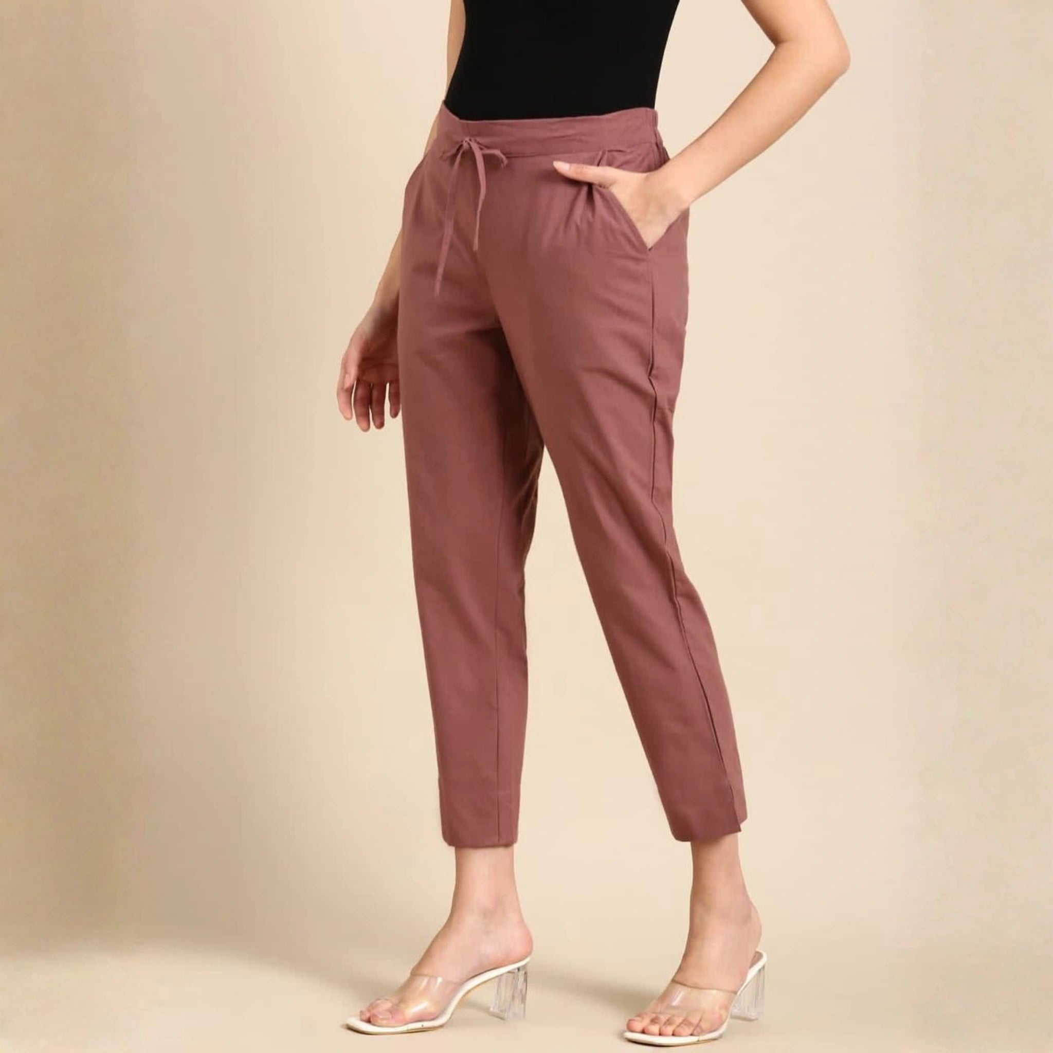 Classic Poplin Cotton Tie-Up Trousers