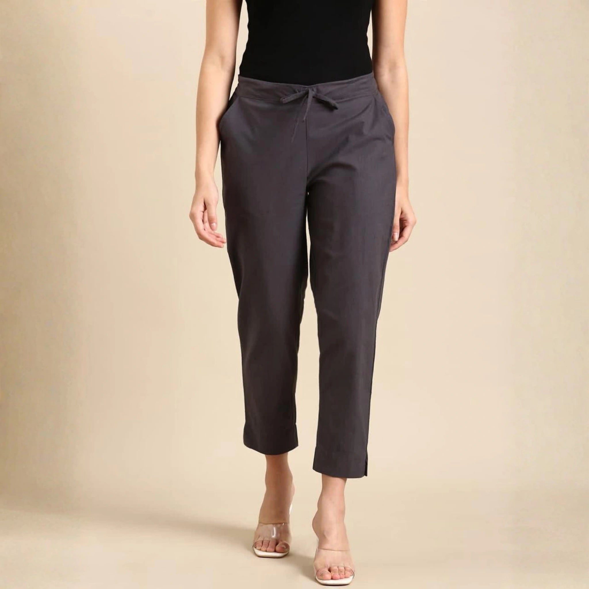 Classic Poplin Cotton Tie-Up Trousers