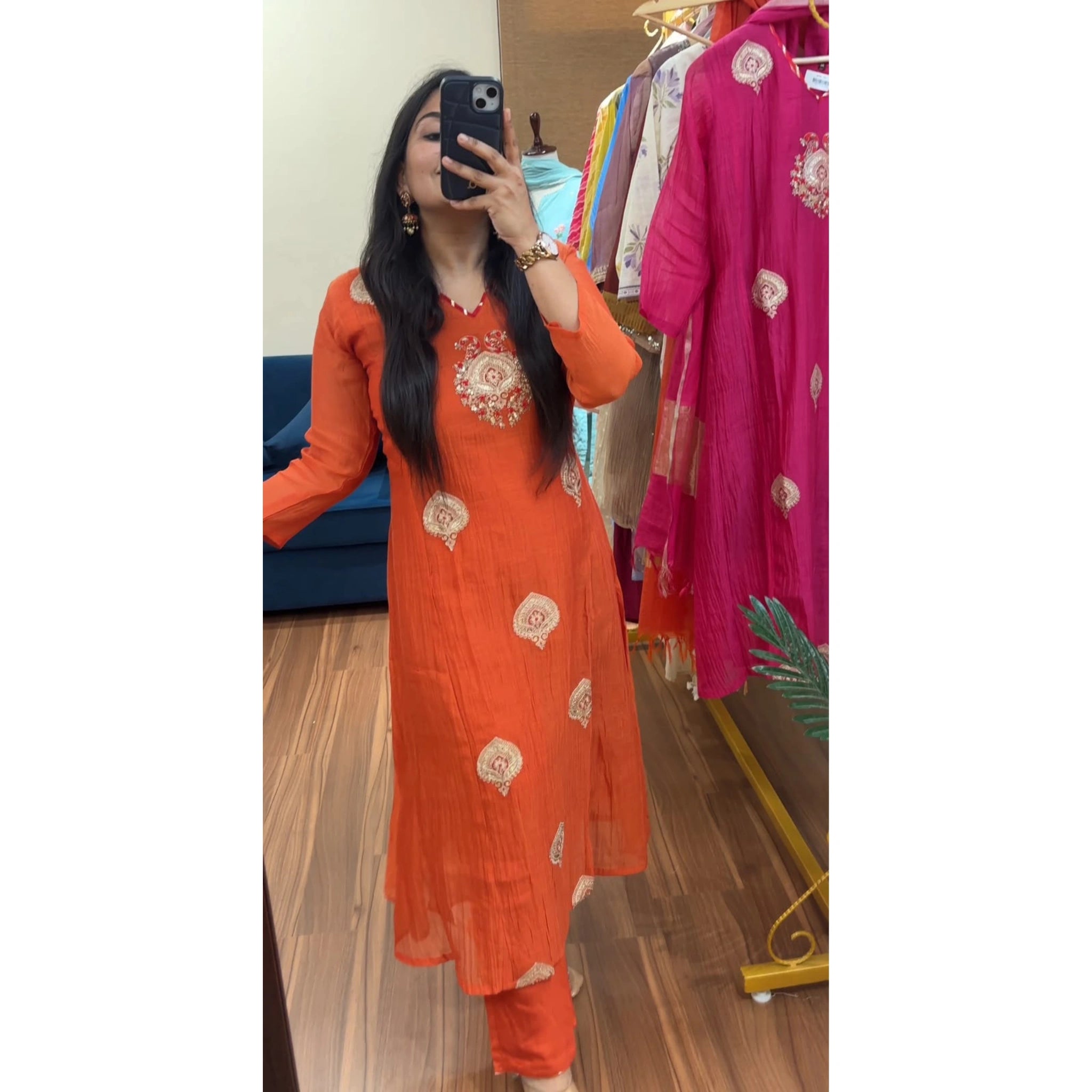 Pure Banarasi Mul Chanderi Premium Suit Set with Zari Dupatta
