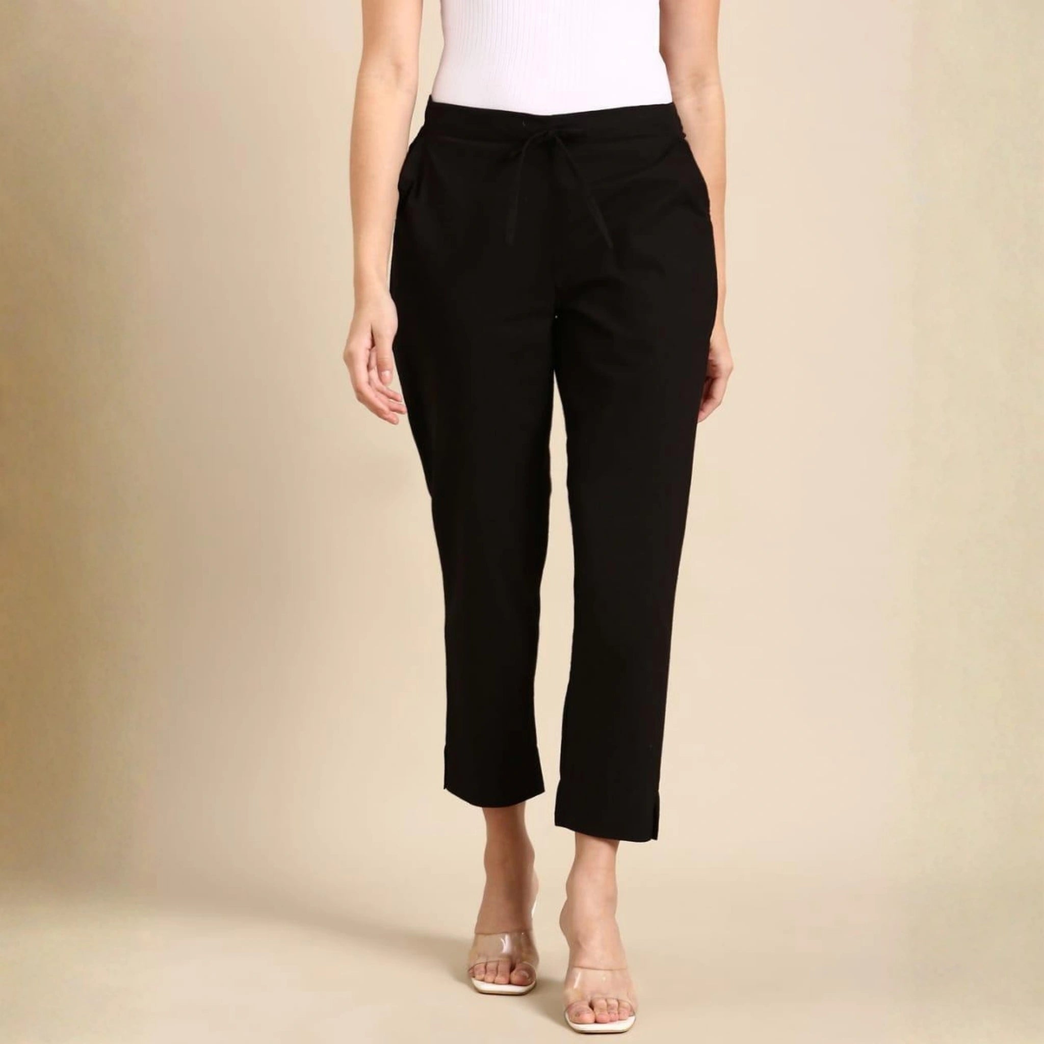 Classic Poplin Cotton Tie-Up Trousers