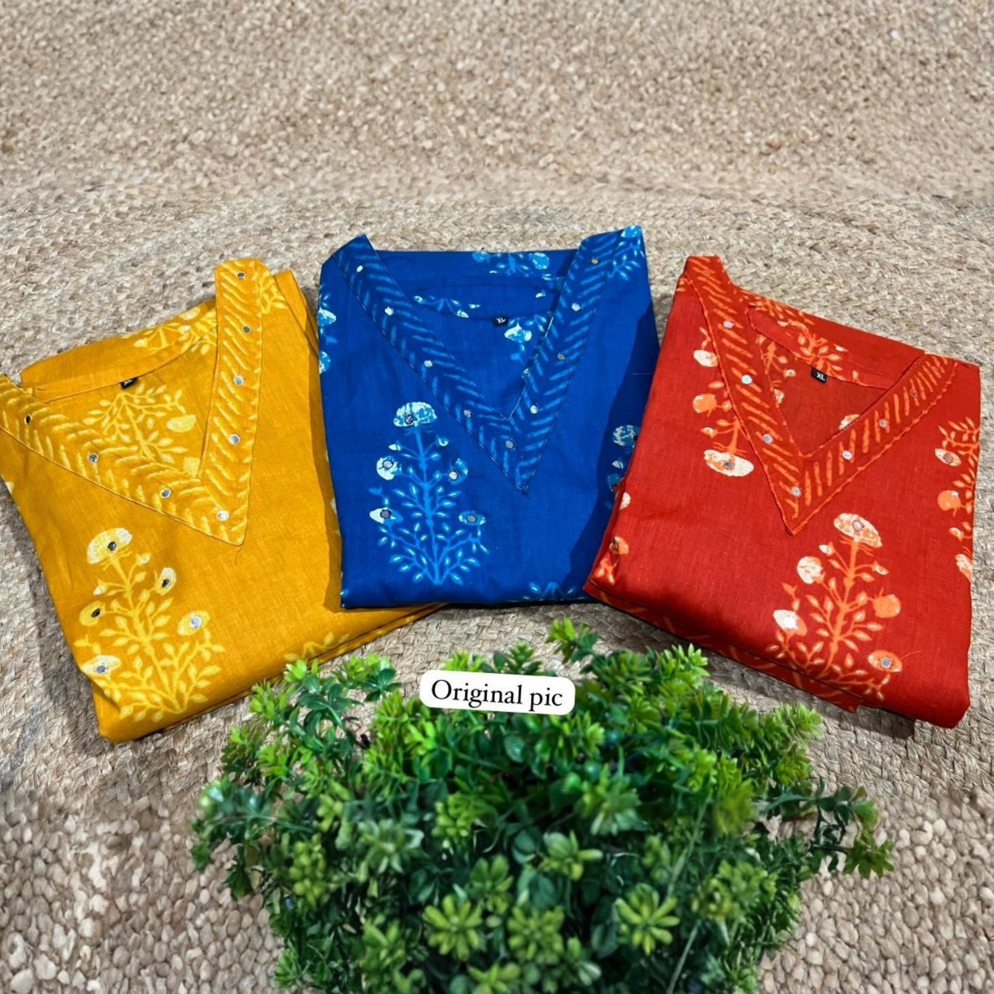 Premium Jaipuri Cotton Kurti Pant Dupatta Set