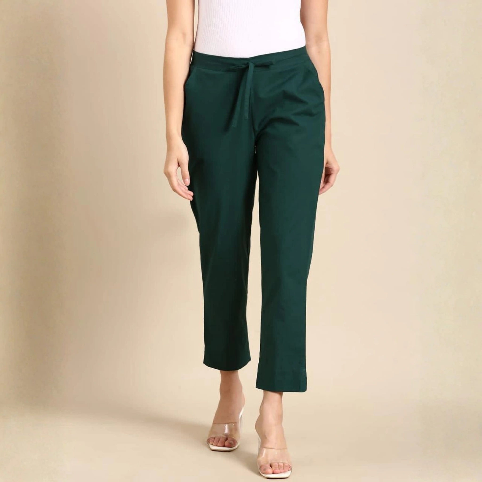 Classic Poplin Cotton Tie-Up Trousers
